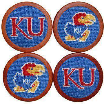 Smathers & Branson University of Kansas Blue Coasters - Premium Drink Coasters for KU Fans, Perfect for Game Day, Home Bar & Office Decor