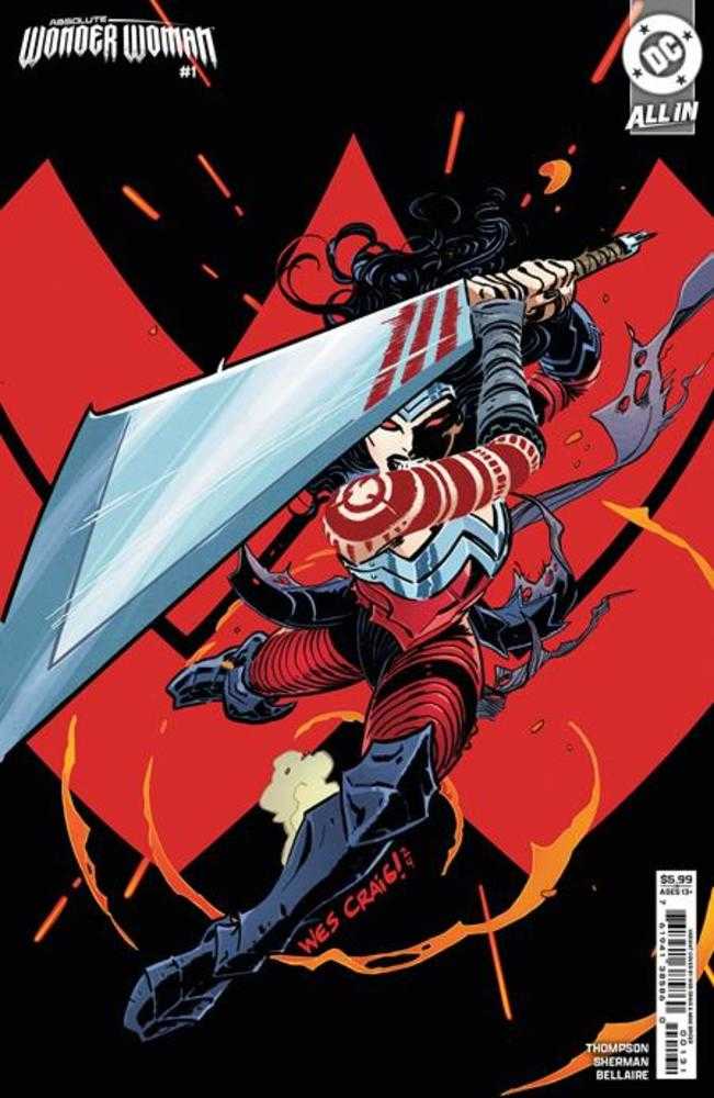 Absolute Wonder Woman #1 Cover B Wes Craig Card Stock Variant - Collectible Comic Book for Fans & Enthusiasts - Perfect for Display, Gifts, and Comic Book Collections