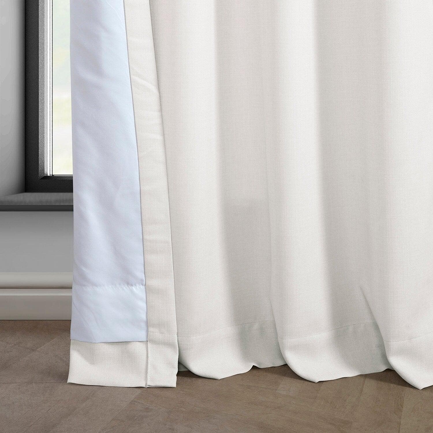 Magnolia Off White Grommet Italian Faux Linen Room Darkening Curtains - Blackout Window Drapes for Bedroom, Living Room & Home Theater - 84 Inch Length, Thermal Insulated, Noise Reducing