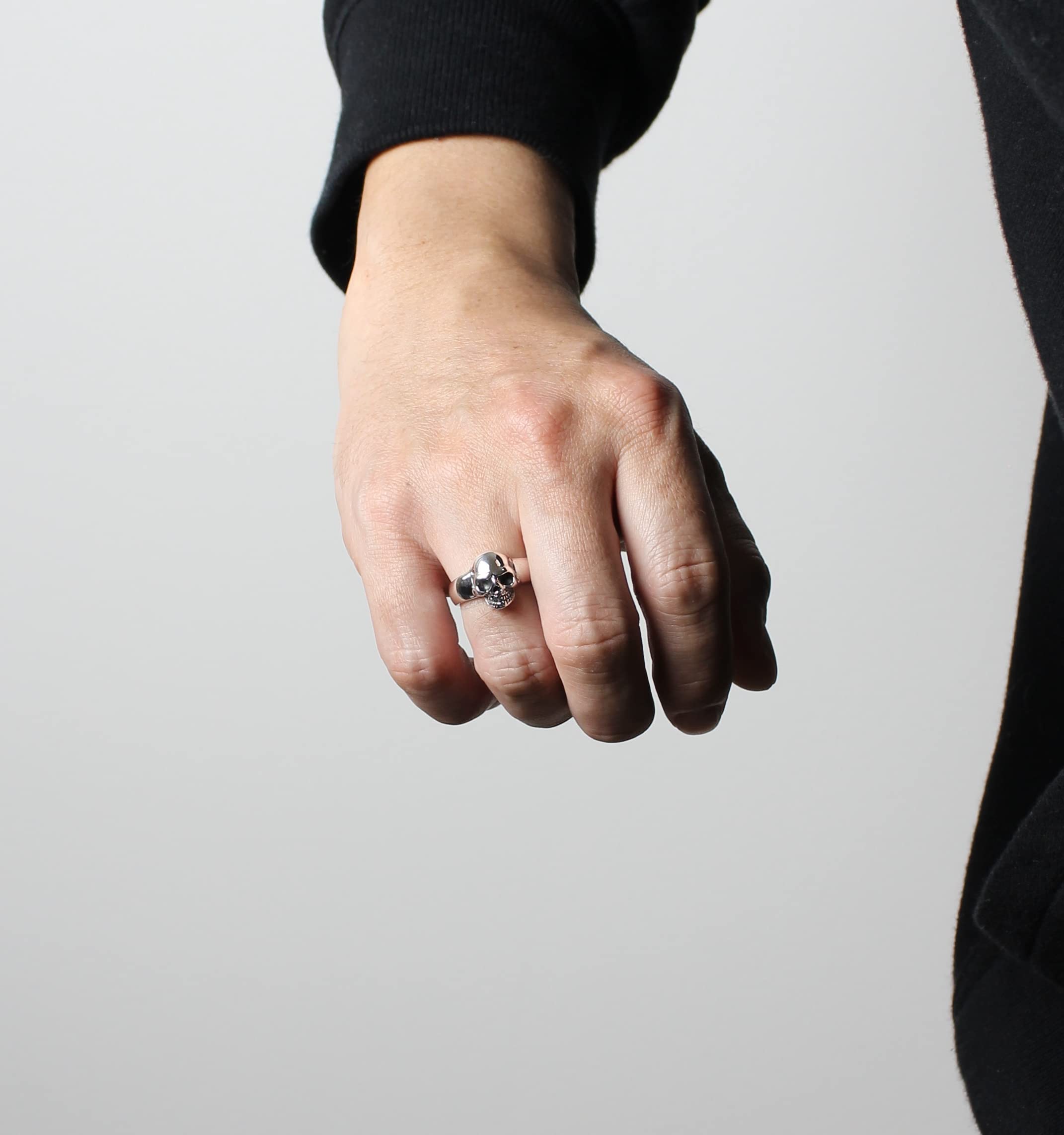 COSUMOSU 925 Sterling Silver Skull Punk Biker Rings for Men & Women - Gothic Jewelry, Edgy Fashion Accessories for Bikers, Rockers & Halloween Costumes