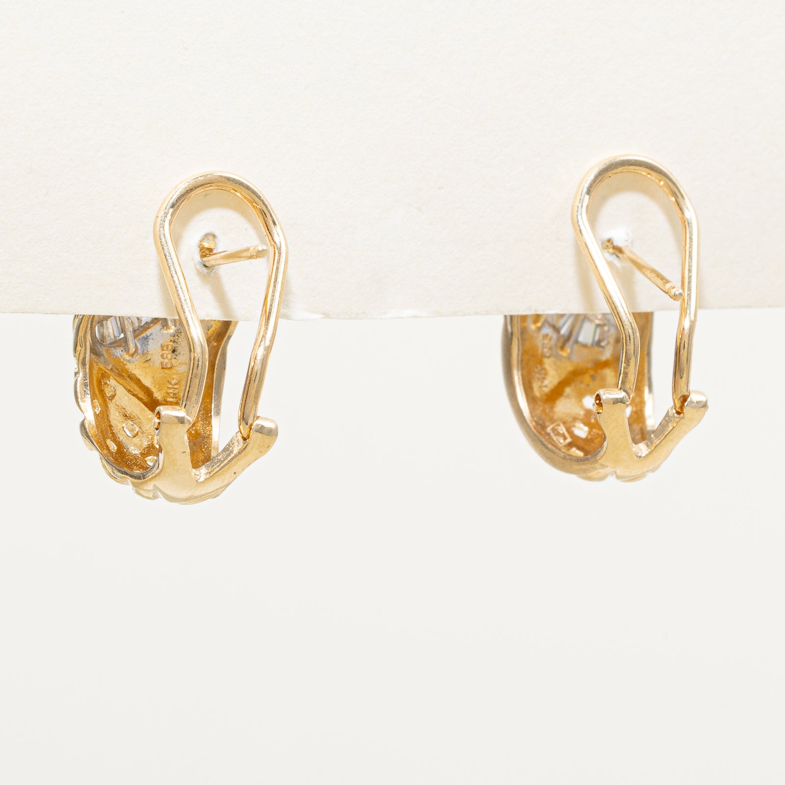 14K Gold Diamond Textured Stud Earrings - 0.18ctw Total Weight | Elegant Everyday Jewelry for Women, Perfect for Work, Date Night & Special Occasions