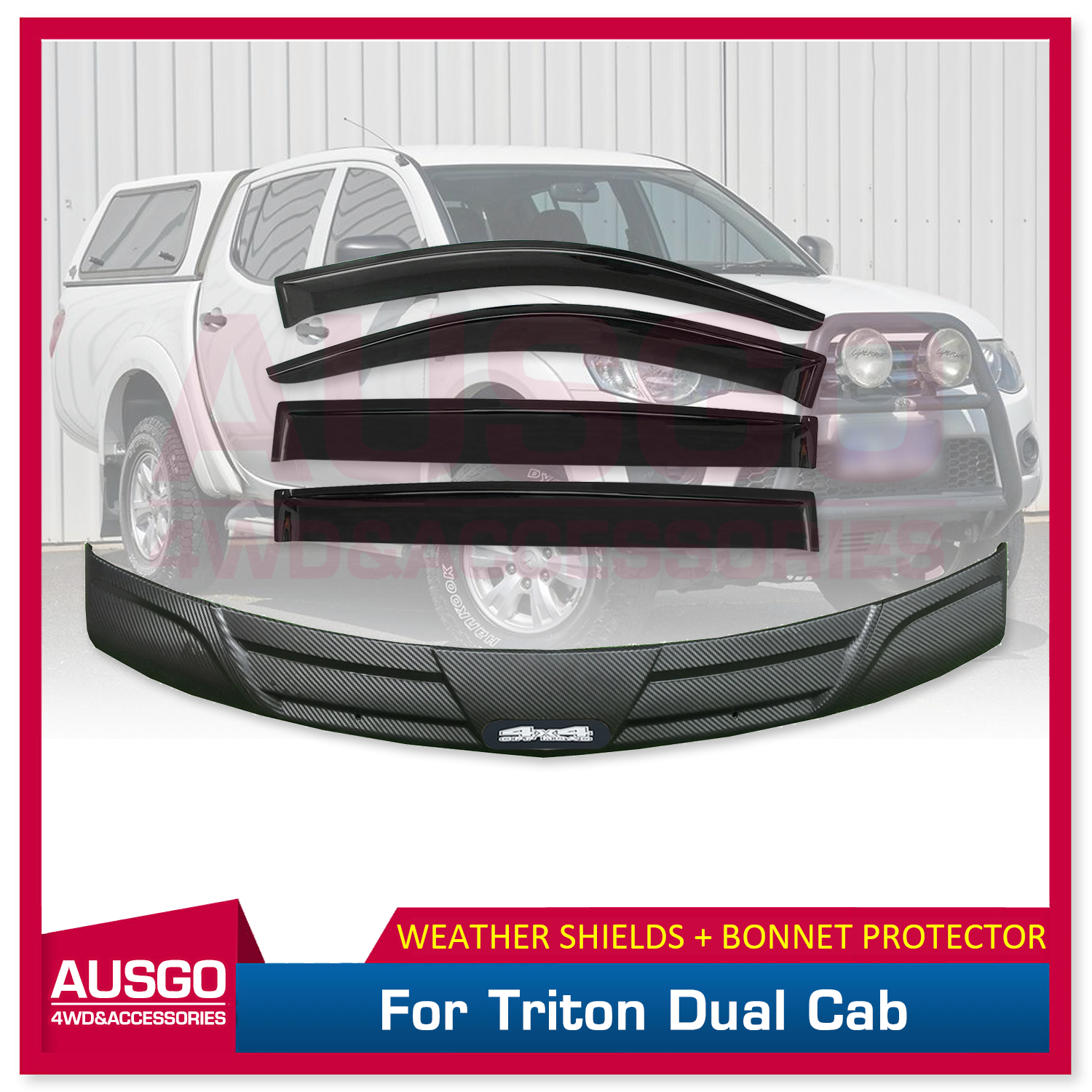 Weather Shields & Bonnet Protector for Mitsubishi Triton Dual Cab 2006-2015 - Durable Car Protection for All Weather Conditions
