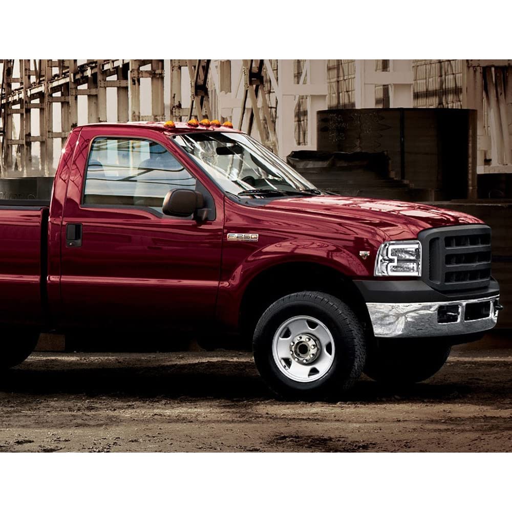 LED Headlight Assembly with DRL Bar for 2005-2007 Ford F250 F350 F450 F550 Super Duty - Clear Lens, Chrome Housing, Clear Reflector - Upgrade Truck Lighting for Night Driving & Off-Road Adventures