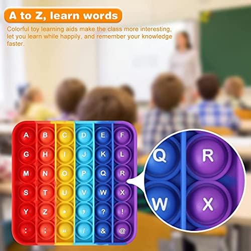 Double-Sided Pop It Alphabet & Numbers Chart - Reversible Educational Math Game Tool for Kids, Sensory Fidget Toy for Stress Relief, ADHD & Anxiety - Perfect for Classroom Learning & Home Schooling (ABC/123)