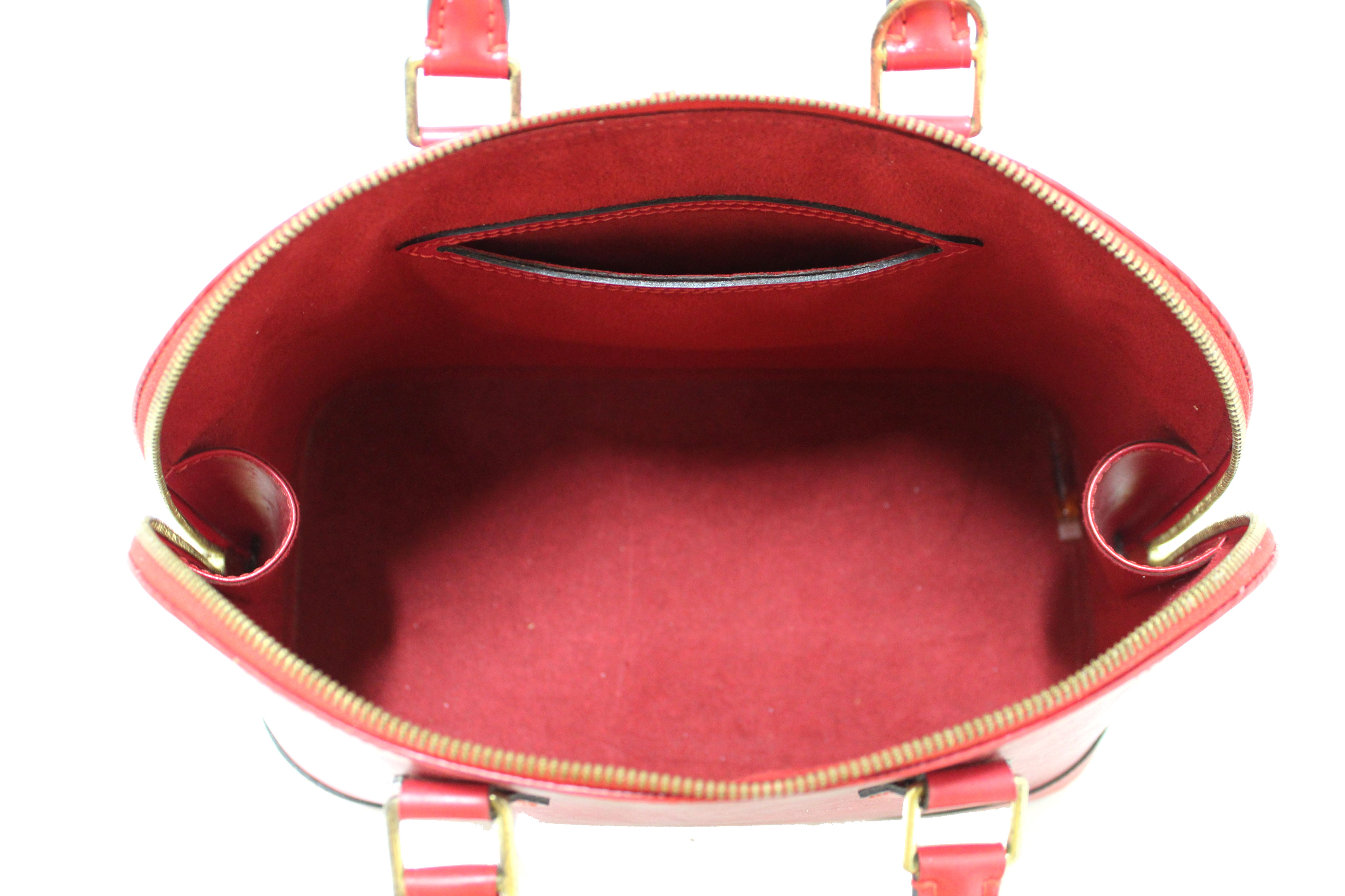 Authentic Louis Vuitton Red Epi Leather Alma PM Handbag for Women - Luxury Designer Crossbody Purse for Work, Travel & Evening Events