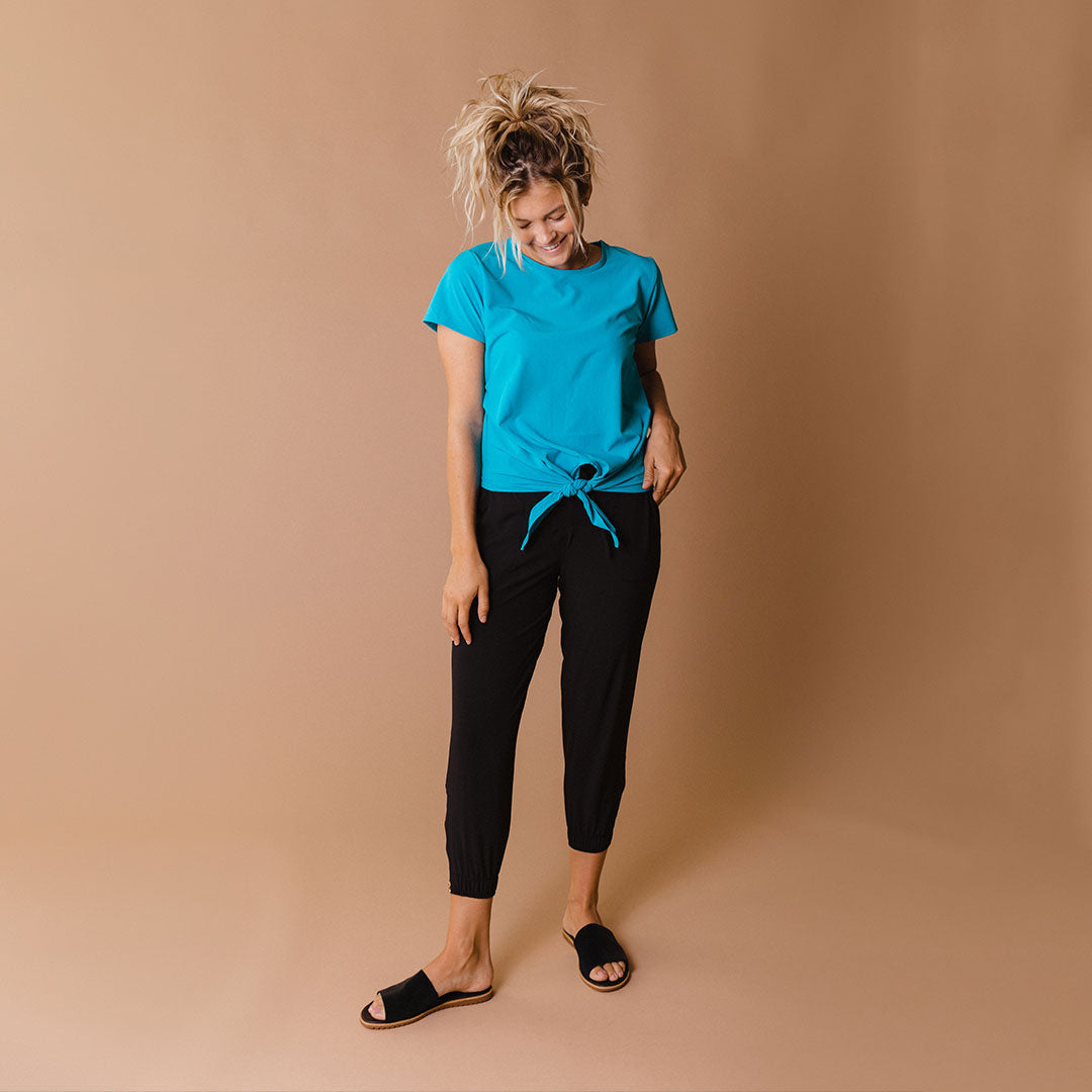 Cobalt Blue Front Tie Blouse for Women - Stylish Casual & Office Wear - Perfect for Summer Outfits and Layering