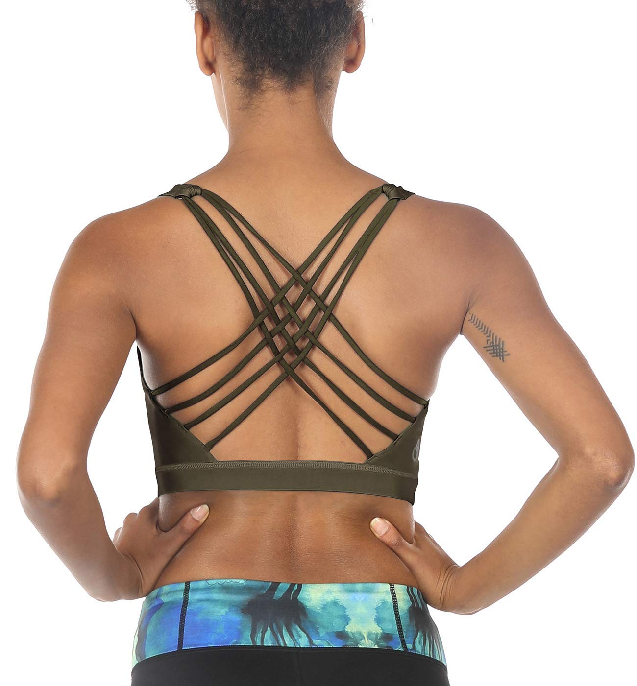 Icyzone Women's Sports Bras - Strappy Padded Workout Yoga Tops for Running, Gym & Activewear | Breathable Support for High-Impact Exercise
