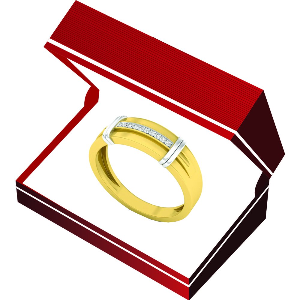 Dazzlingrock 10K Yellow Gold Men's Wedding Band with 0.05cttw Round White Diamonds - Elegant Solid Gold Ring for Engagement, Anniversary & Special Occasions
