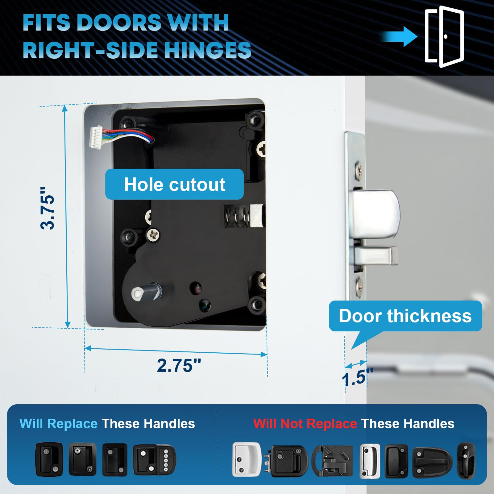 Upgraded RV Keyless Entry Door Lock - Fingerprint & Keypad Smart Lock for Camper, Waterproof IP66, Fits 2.75