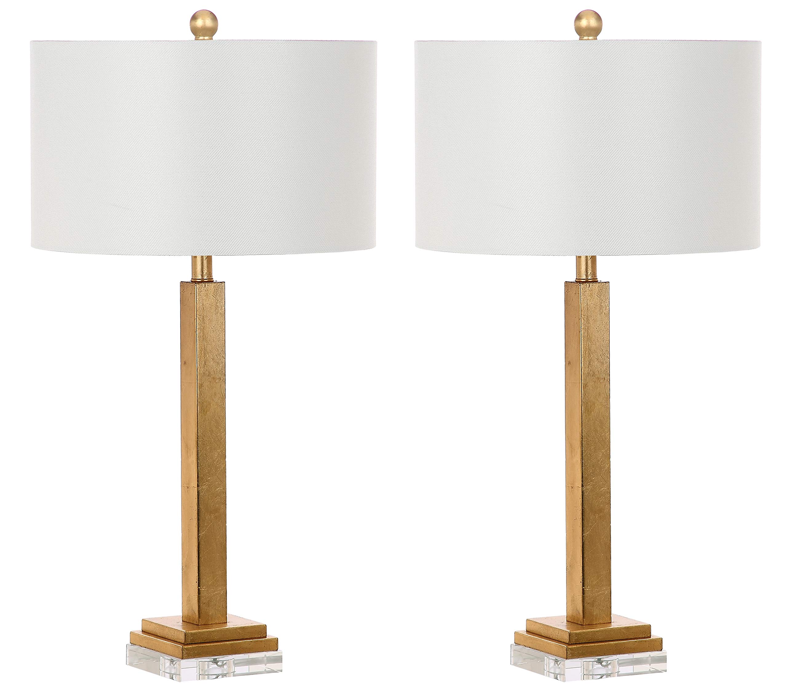 SAFAVIEH Perri Farmhouse 30-inch Table Lamp Set of 2 - Gold & Crystal Base LED Desk Lamp for Bedroom, Living Room, Home Office & Nightstand (Bulbs Included) | Elegant Lighting for Cozy Home Decor & Workspace Ambience