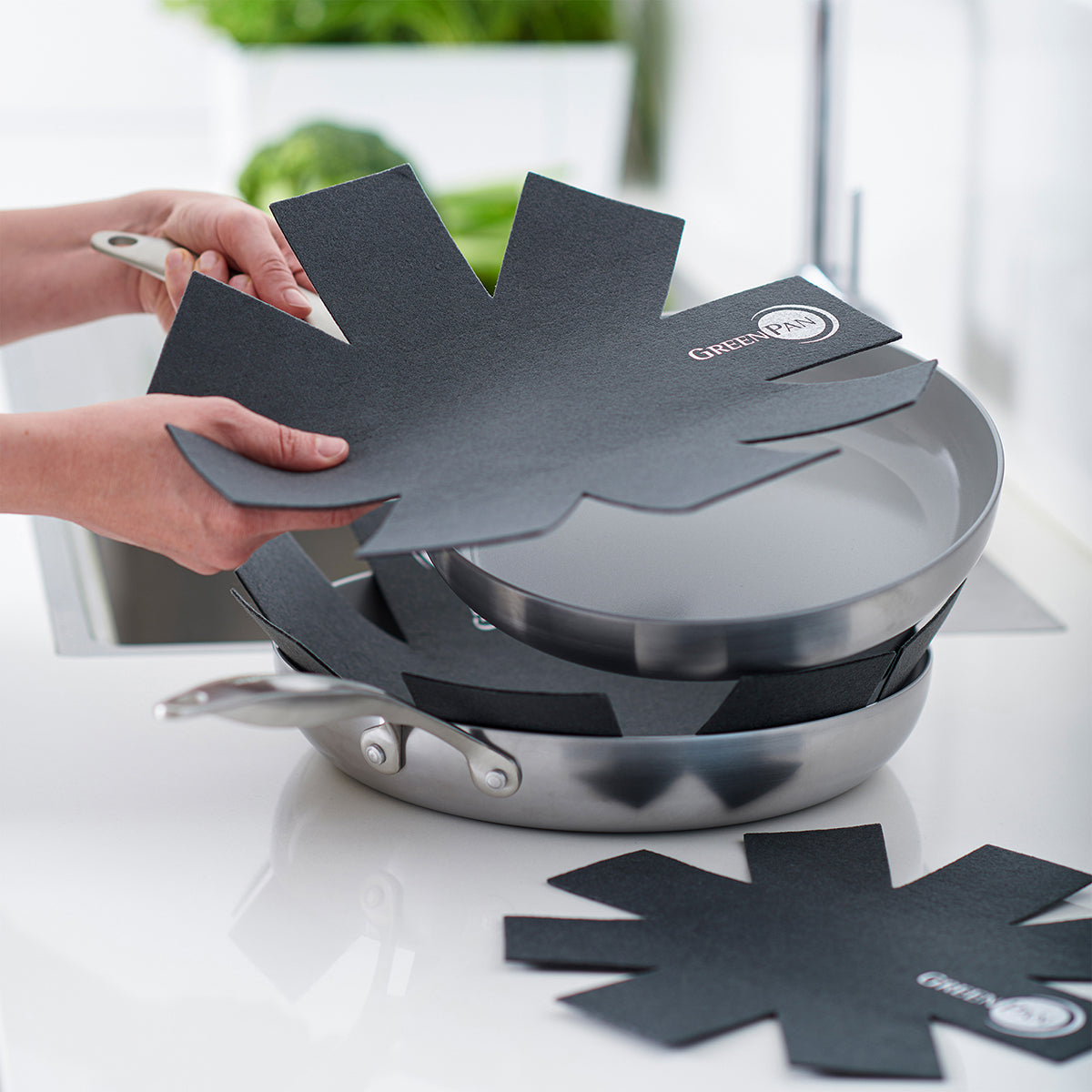 GreenPan Non-Slip 3-Piece Pan Protector Set - Heat Resistant Stove Top & Countertop Protectors for Pots & Pans - Perfect for Kitchen, RV, and Camping Use