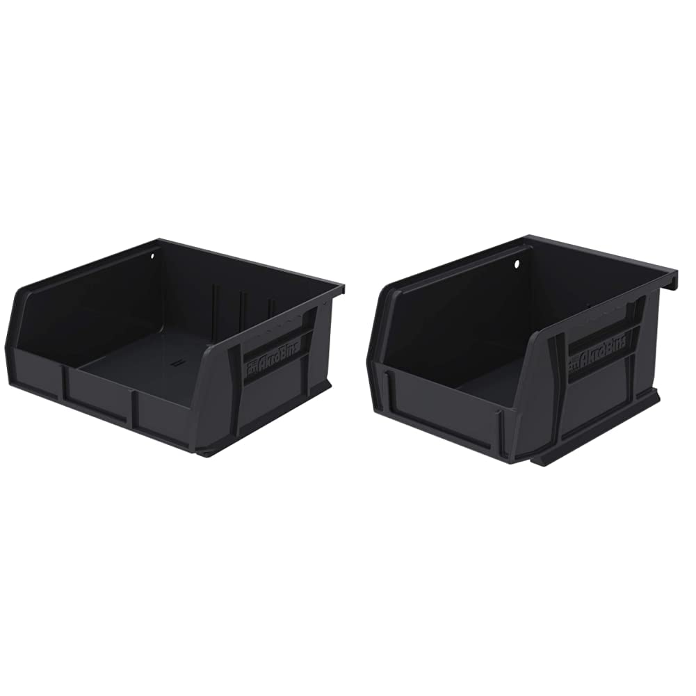 Akro-Mils 30235 & 30210 AkroBins Plastic Storage Bins - Hanging Stackable Organizer Containers (6-Pack & 24-Pack) - Black - Ideal for Garage, Workshop, Office & Home Organization