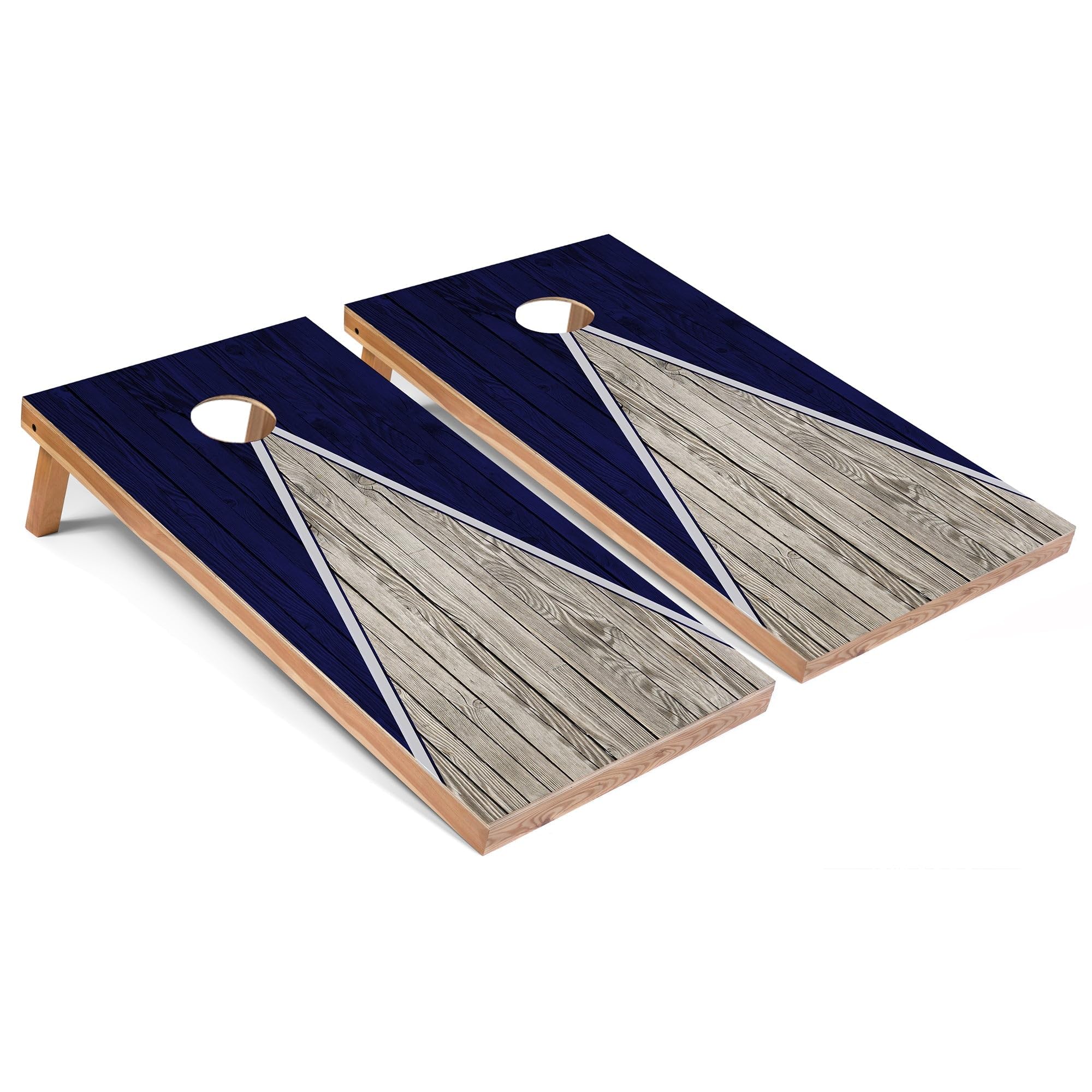 Premium Navy Blue Pyramid Regulation 2x4 Cornhole Board Game Set - Includes 2 Boards, 8 Bean Bags & Carrying Case - Perfect for Backyard Parties, Tailgating & Outdoor Family Fun