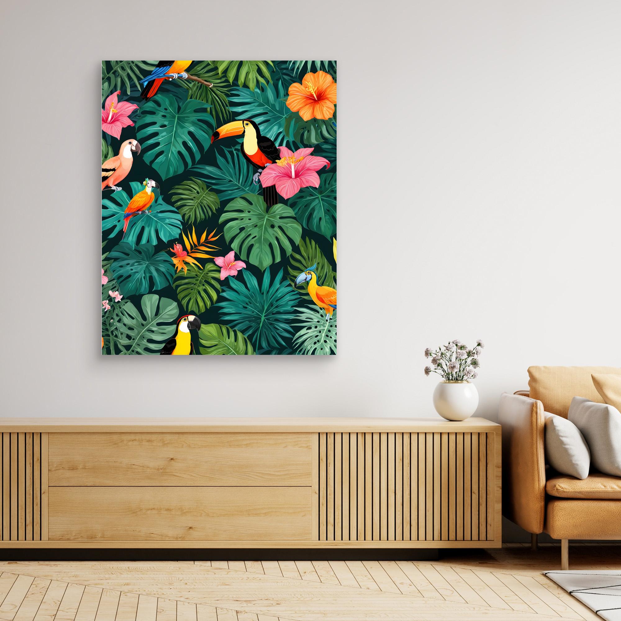 Tropical Paradise Jungle Canvas Print - Vibrant Nature Wall Art by Kintsugi99 - Perfect for Living Room, Bedroom & Office Decor