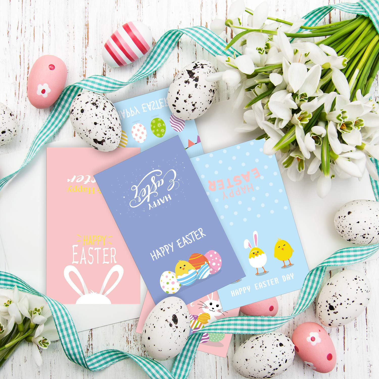 TUPARKA 36 Pack Easter Greeting Cards Set - Assorted Spring Note Cards with Envelopes for Kids (6 Designs) - Perfect for Easter Celebrations, Classroom Activities & Party Favors