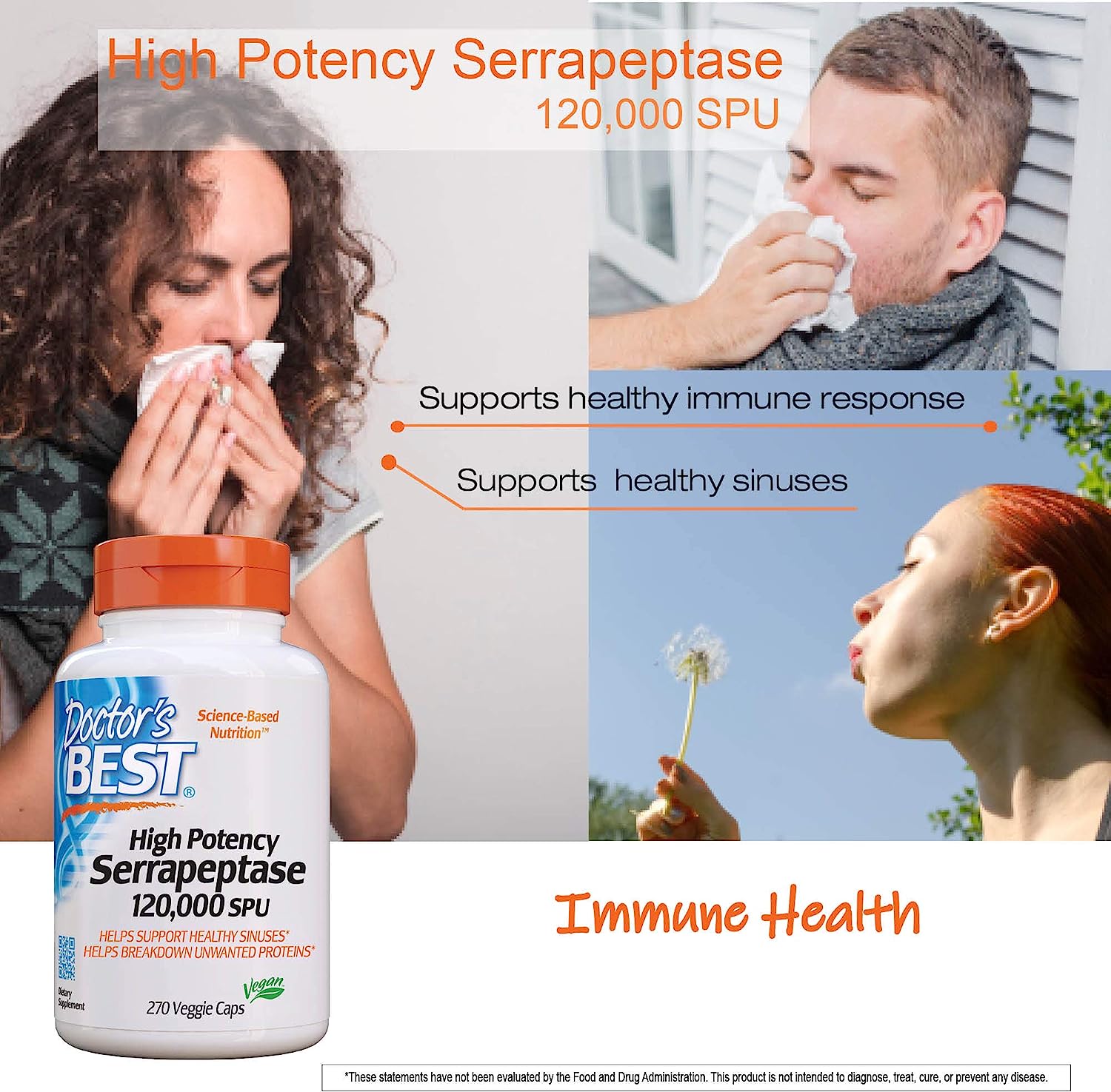 Doctor's Best High Potency Serrapeptase 120,000 SPU - 90 Vegetarian Capsules for Joint Support & Inflammation Relief | Supports Healthy Circulation & Respiratory Function