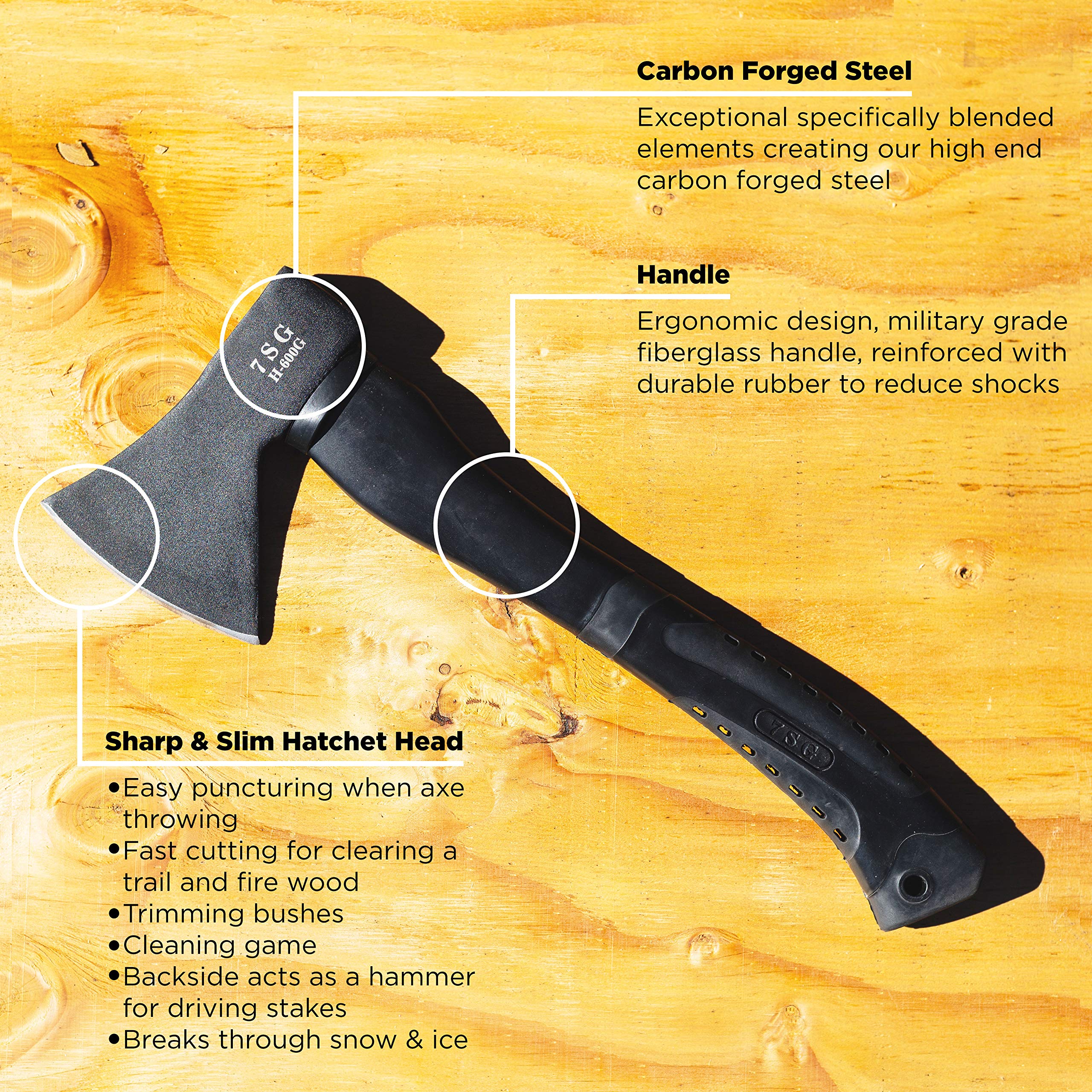 Best Camping Hatchet with Sheath - Survival Throwing Axe for Outdoor Adventures - Tactical Bushcraft Axe for Chopping Wood, Camping & Survival - Perfect for Hiking, Backpacking & Wilderness Survival