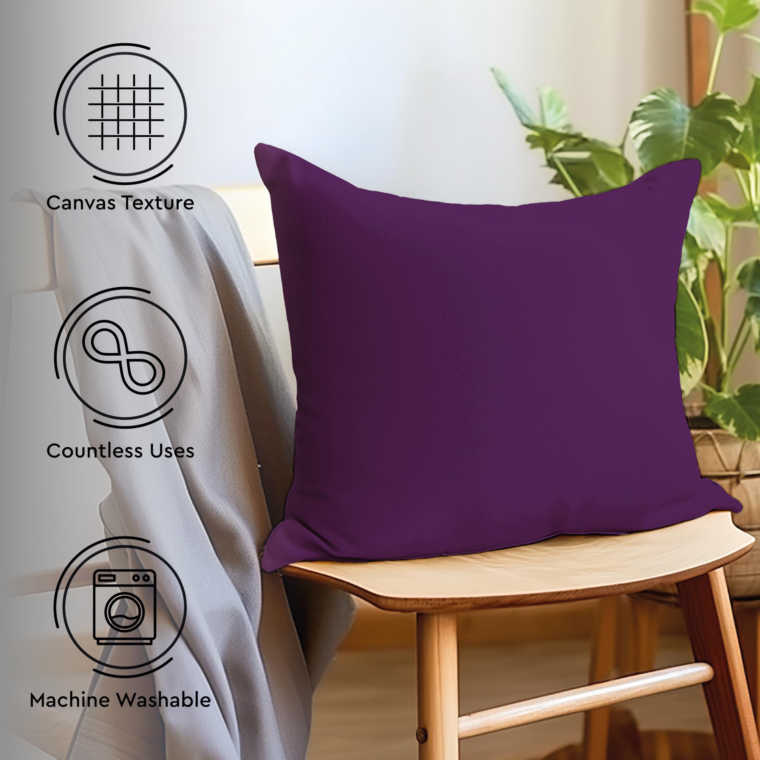 Encasa XO Decorative Throw Pillow Covers 24x24 Inches, Set of 2 - Soft Cotton Square Cushion Covers for Sofa, Couch, Bed & Living Room | No Inserts | Improved Zipper Closure | Home Decor & Accent Pillows for Modern, Farmhouse or Bohemian Style Interiors