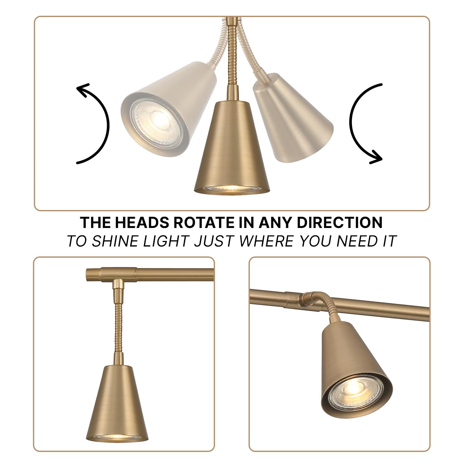 Modern LED 4-Light Track Lighting System - 32 Inch Brushed Brass with 4 GU10 Bulbs Included - Adjustable Directional Ceiling Light for Kitchen, Living Room Wall & Spotlight Fixtures - Perfect for Home, Office & Retail Spaces