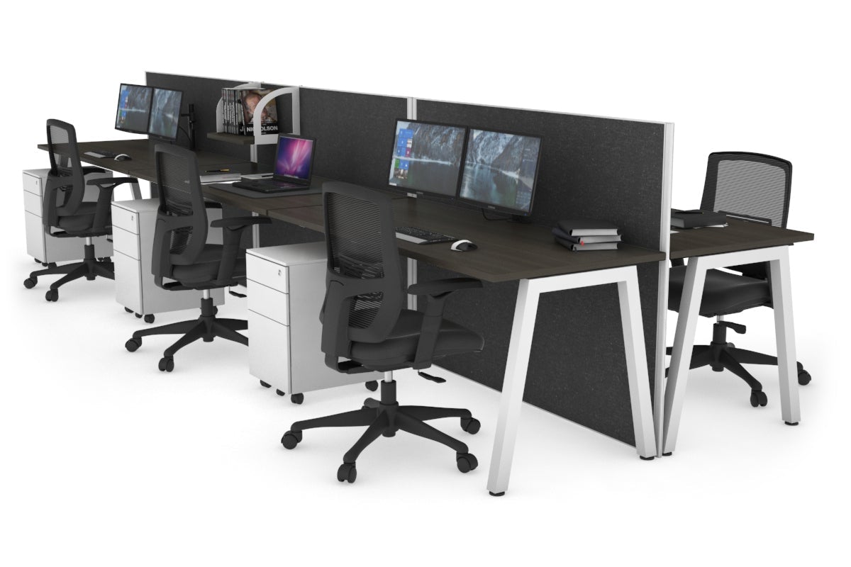 Horizon Quadro 6-Person Office Bench with A-Legs - 1600L x 700W Workstation for Collaborative Workspaces, Conference Rooms & Open Office Layouts