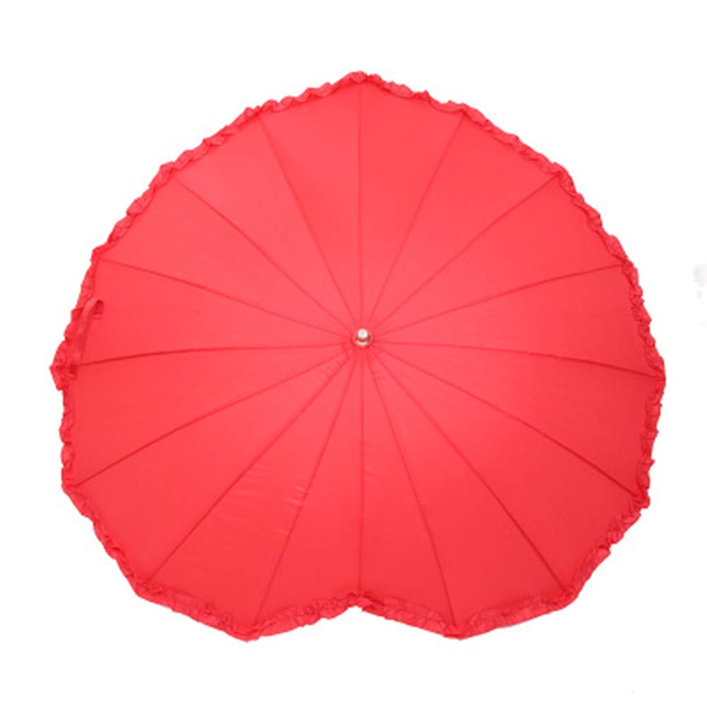 Forever Love Lace Heart-Shaped Red Umbrella for Women - Romantic Valentine's Day, Wedding, Engagement Gift & Photo Prop (Red) - Perfect for Outdoor Dates, Bridal Showers & Instagram Photos