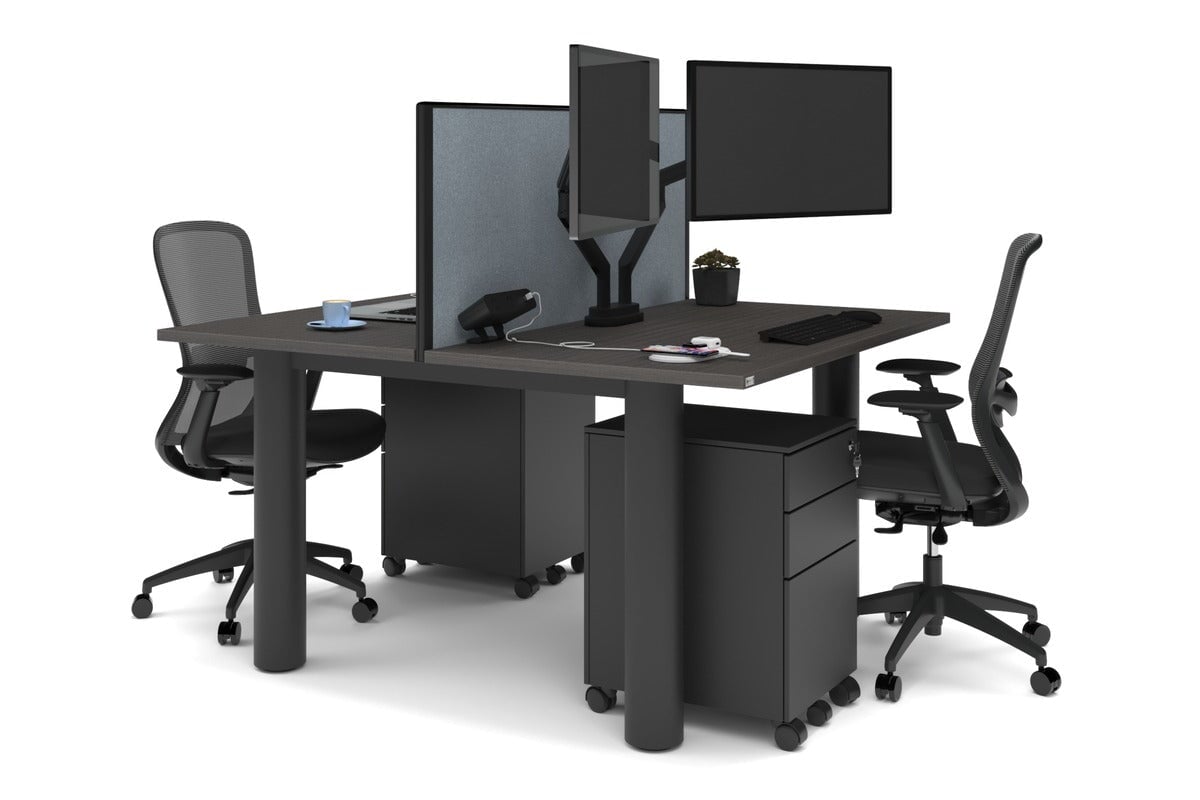 Quadro Cylinder Leg 2-Person Office Workstation Desk [1400L x 700W] - Perfect for Collaborative Workspaces & Modern Offices