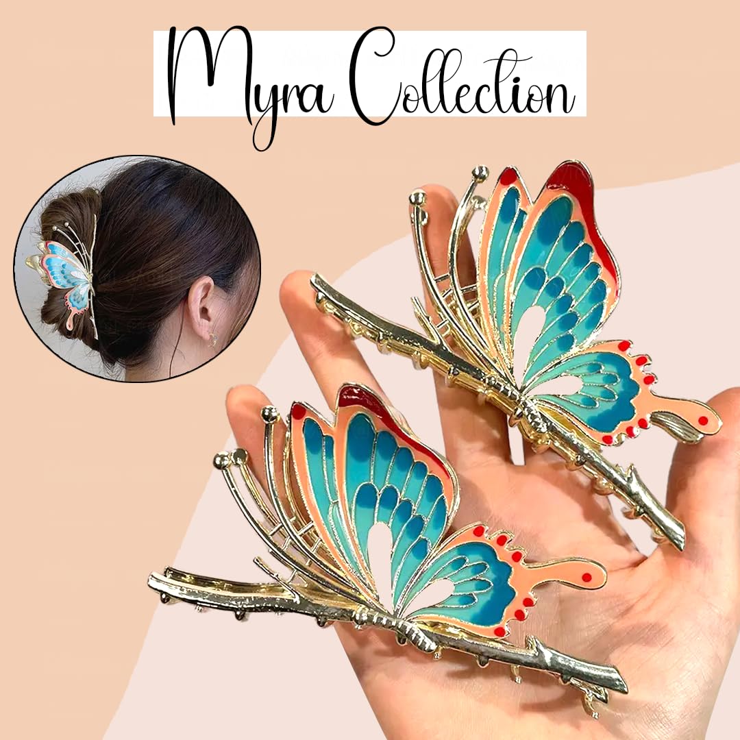 Myra Collection 1PC Trendy Butterfly Metal Hair Claw Clip - Elegant Hair Accessories for Women & Girls - Perfect for Parties, Weddings & Everyday Styling