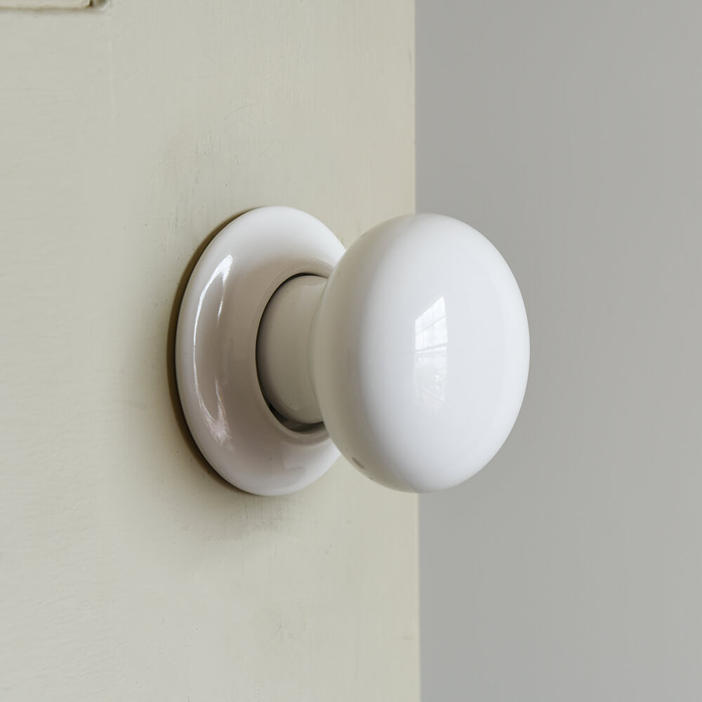 Premium White Ceramic Door Knobs - Classic Round Cabinet & Drawer Pulls - Durable & Stylish Hardware for Home, Office & Vintage Furniture Restoration