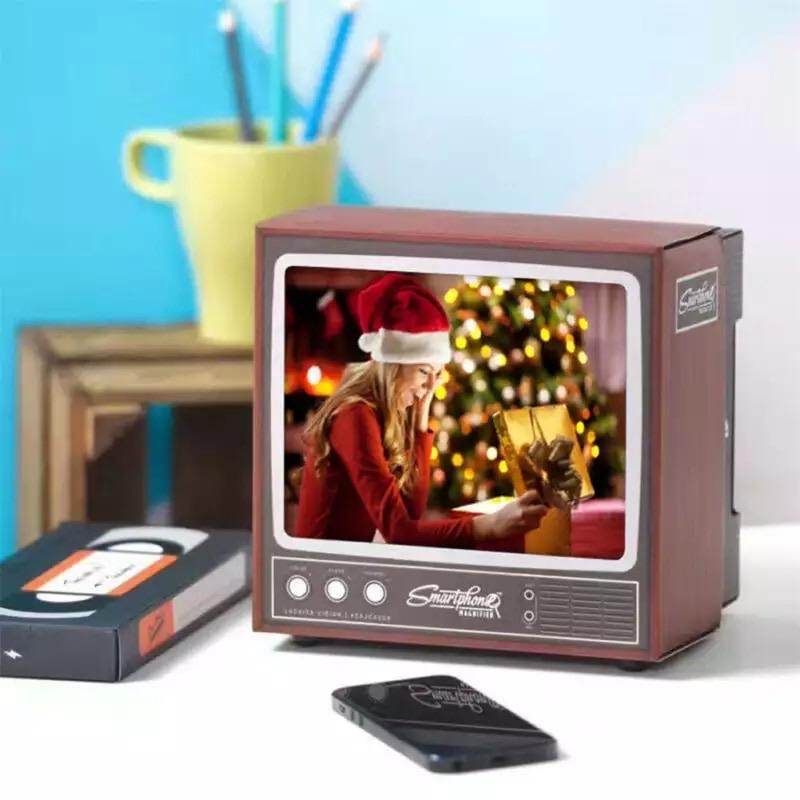 Vintage TV Style Magnifying Glass for Phone - Retro Phone Screen Enlarger with Stand - Perfect for Reading, Crafts & Elderly Use