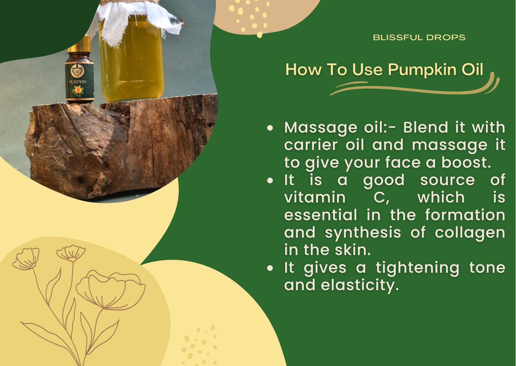 Organic Pumpkin Seed Oil with Jojoba Carrier Oil - Cold Pressed, Pure & Natural for Hair Growth, Skin Care & Cooking - Perfect for DIY Beauty Recipes & Healthy Cooking