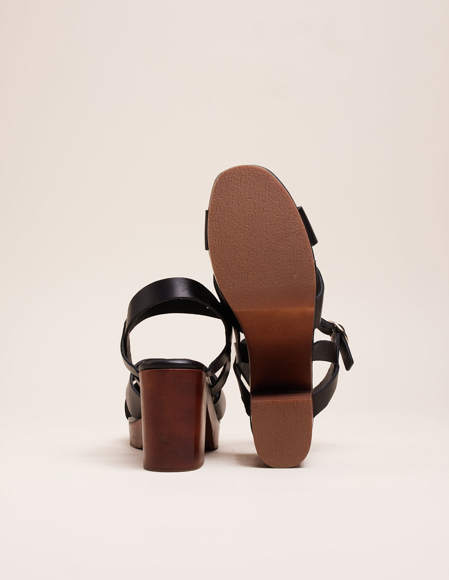 Vera Black Leather High Heel Sandals - Elegant Women's Dress Shoes for Weddings, Parties & Evening Events