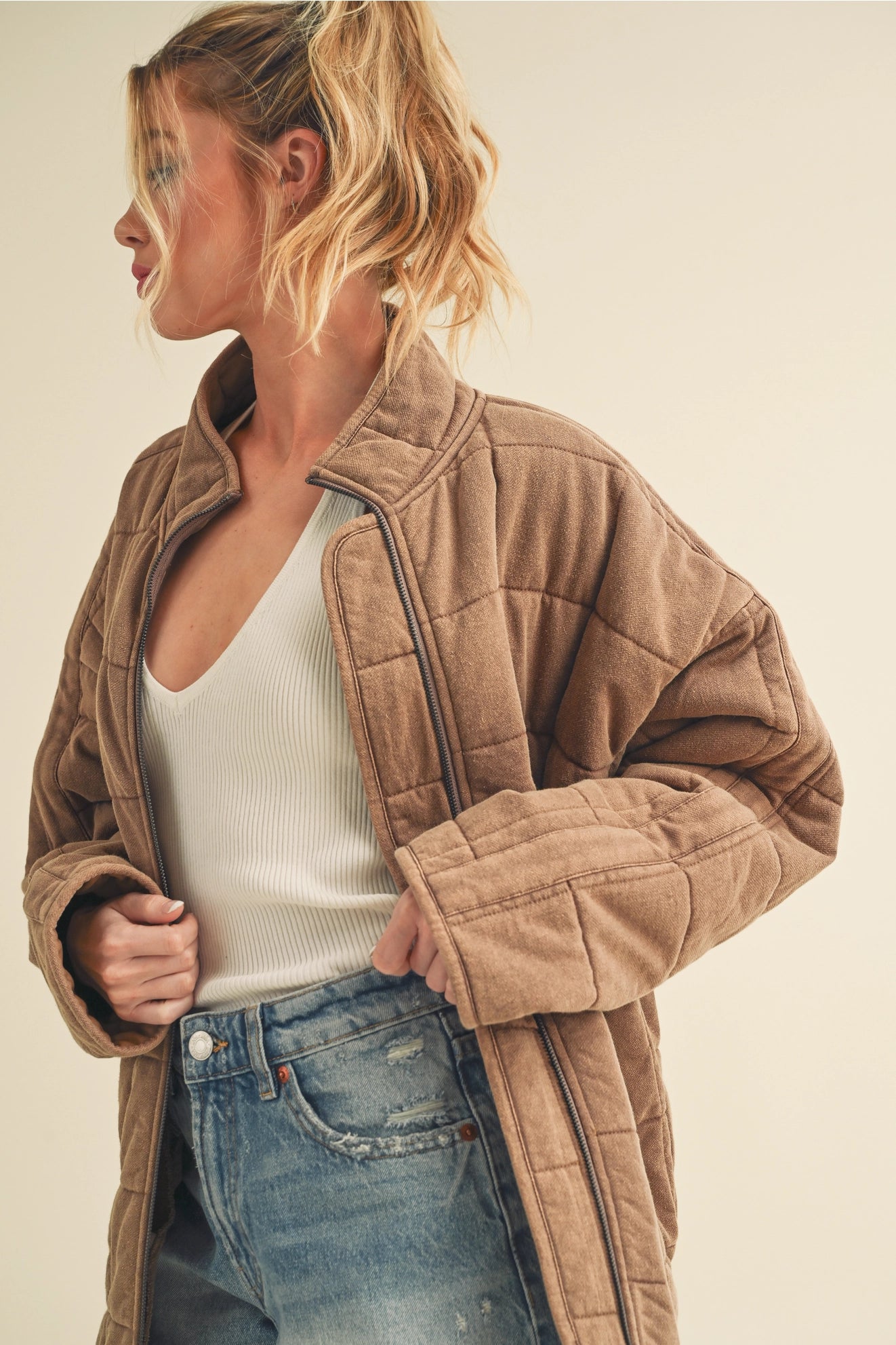 Brown Dolly Quilted Jacket for Women - Cozy Winter Outerwear for Casual Outings & Outdoor Adventures