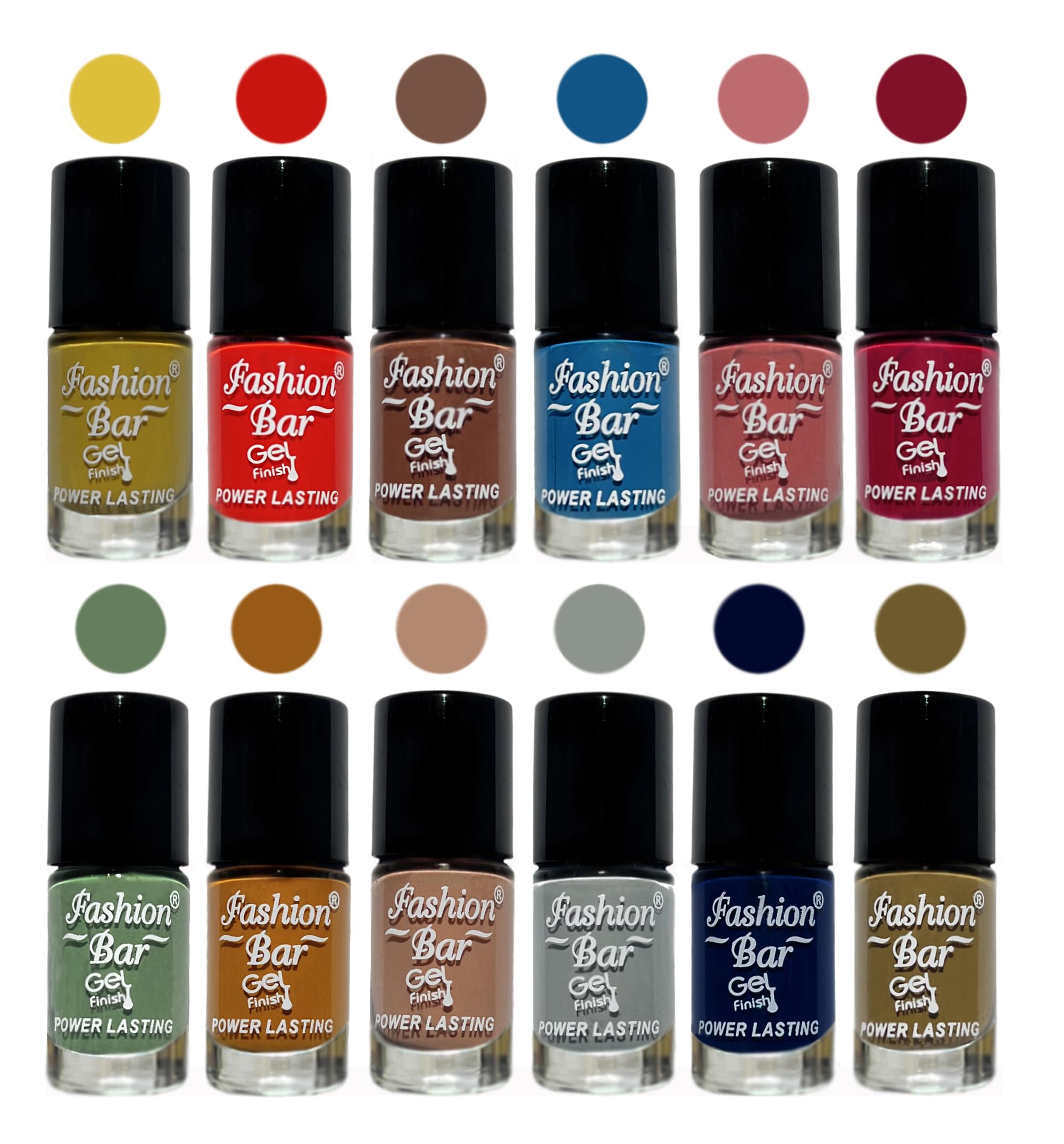12-Piece Fashion Bar Gel Finish Nail Polish Set - Long Lasting Shine, Non-Toxic Formula (COMBO-SET-23) - Perfect for Home Manicures, Nail Art & Salon Quality Results