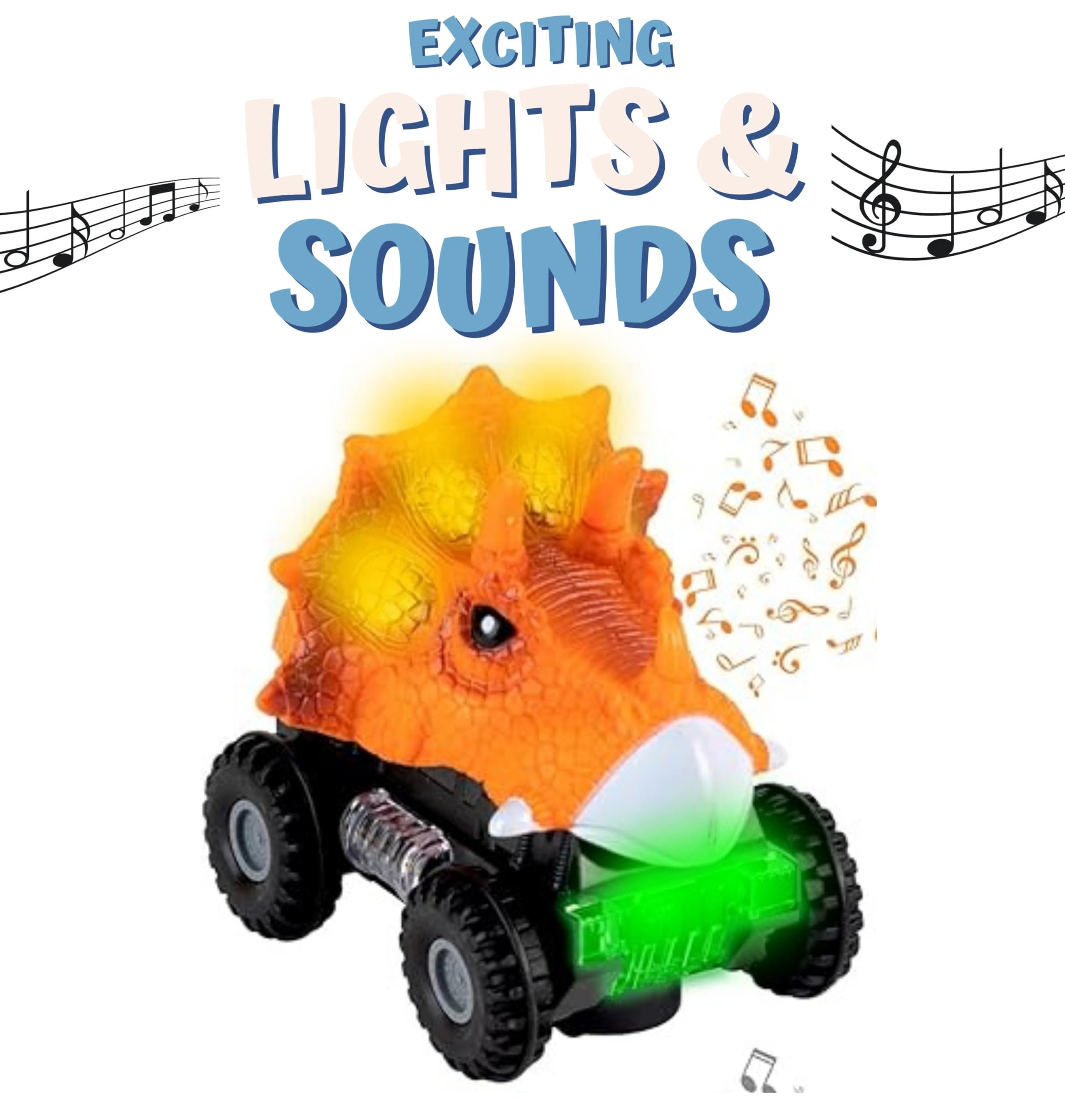 ToyVelt 2021 Edition Pull Back Dinosaur Cars - 4 Pack Light Up & Sound Toys for Kids Ages 3-10 | Fun Birthday & Christmas Gift for Boys & Girls | Perfect for Pretend Play, Party Favors & Dinosaur Themed Activities