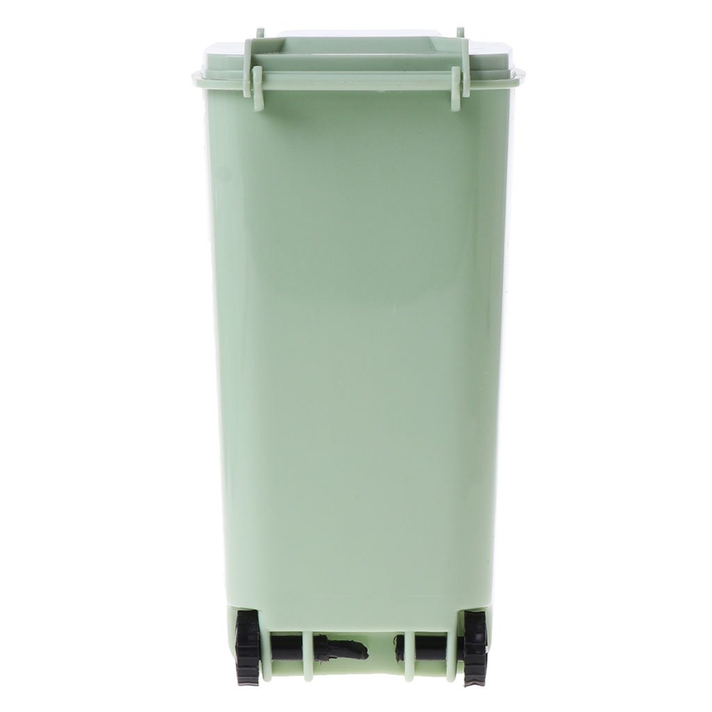 Sturdy Wheelie Trash Can with Pen Holder - Desktop Storage Bin & Mini Garbage Bucket for Office, Home, or Dorm Organization