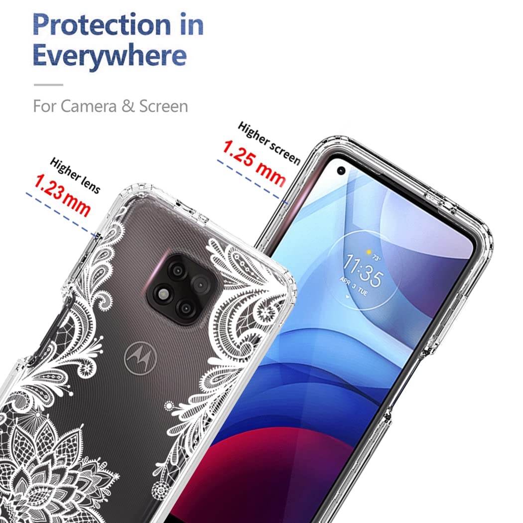 Premium Clear Mandala Phone Case for Motorola Moto G Power 2021 (XT2117) with Tempered Glass Screen Protector - Shockproof Full Body Protective Cover for Women & Men - Perfect for Daily Use, Travel and Outdoor Activities