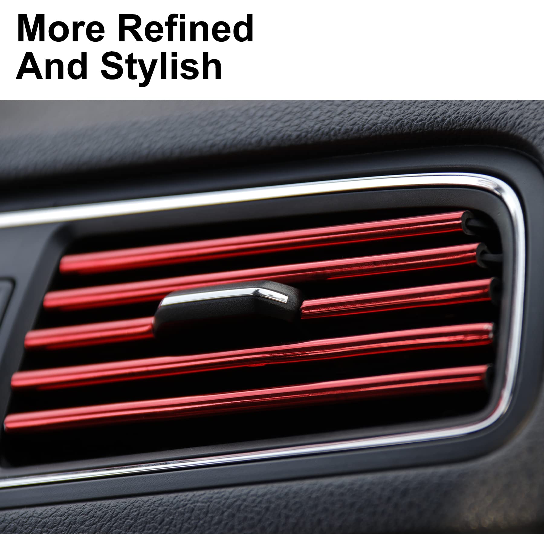 SINGARO 20PCS Flexible Car AC Vent Decorative Strips - Universal Fit for Most Vehicles, DIY Air Vent Accessories (Red) - Upgrade Your Car Interior Style & Comfort
