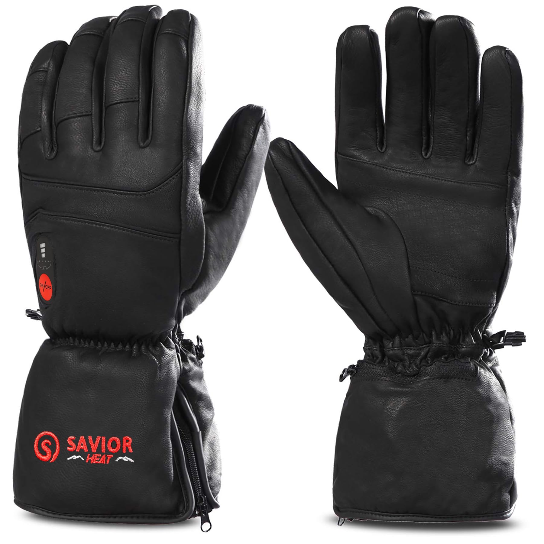 SAVIOR HEAT Rechargeable Electric Heated Gloves for Men & Women - Premium Leather Winter Gloves for Skiing, Snowboarding & Cold Weather Outdoor Activities