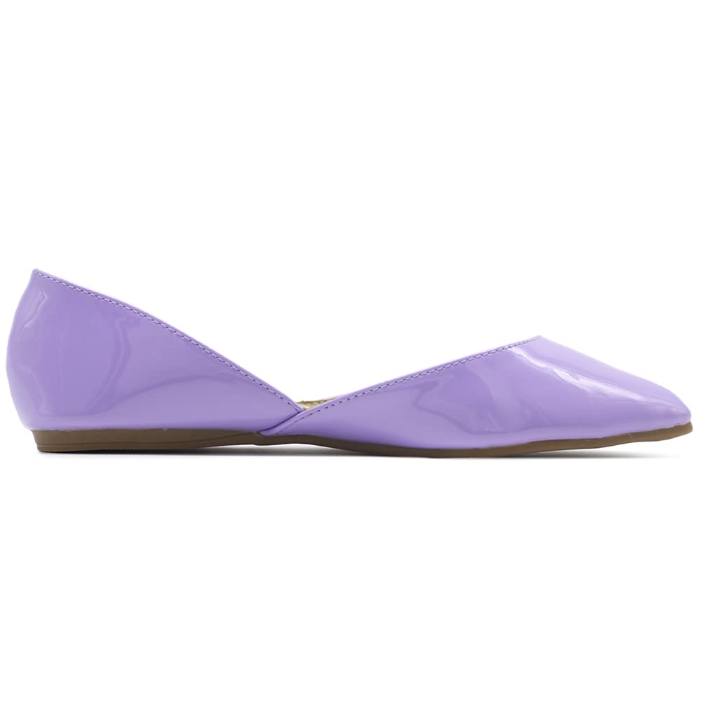 Ollio Women's Patent Leather Slip On Ballet Flats - Comfortable Lightweight Pointed Toe Shoes for Work, Office & Casual Wear | F110 Style