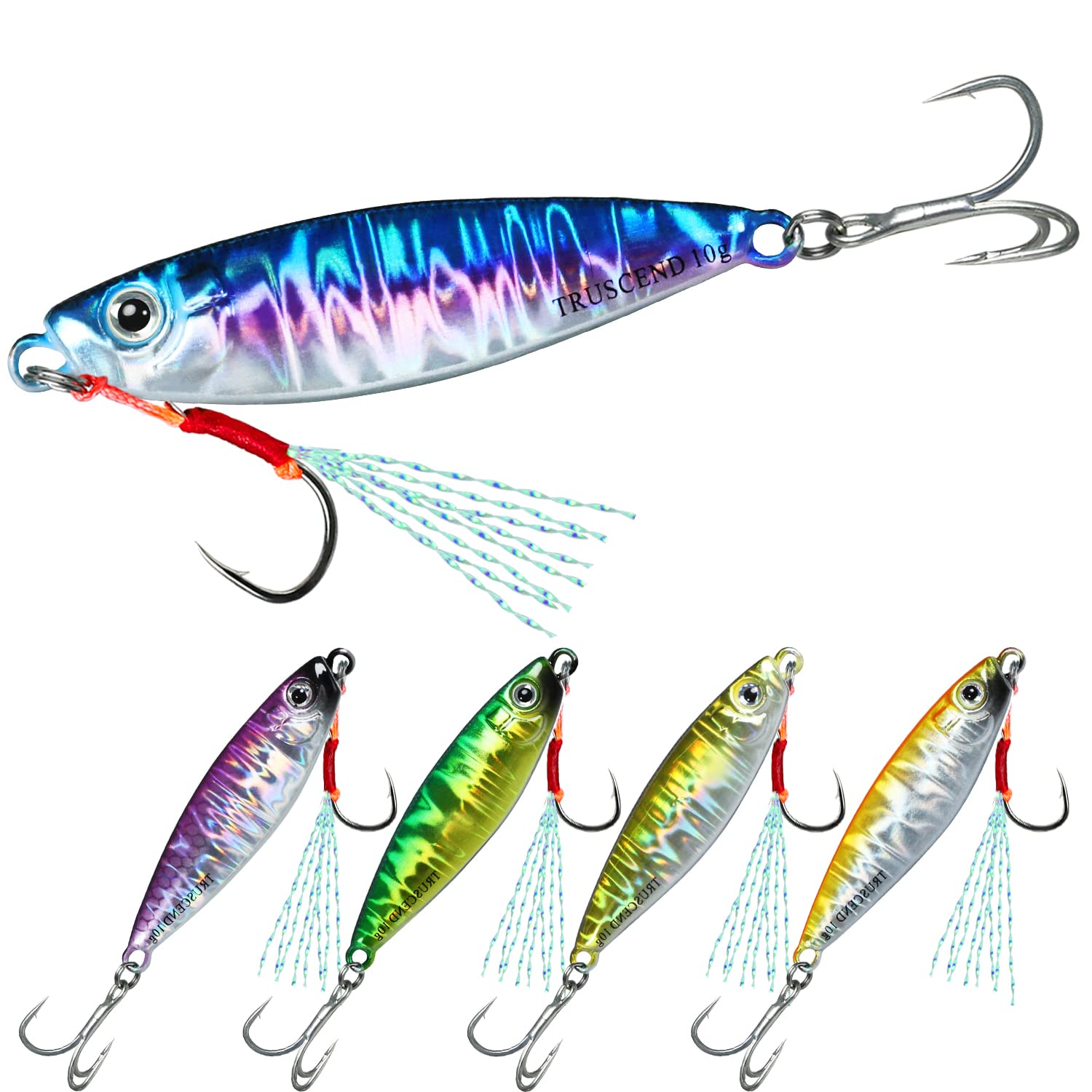 TRUSCEND Premium Saltwater Fishing Lures - Captain's Favorite Shiny Jigging Spoons for Bass, Salmon & Tuna | Slow Pitch Jig with Sharp Hooks | Durable Lures for Deep Sea & Freshwater Fishing | Perfect for Jigging, Casting & Trolling