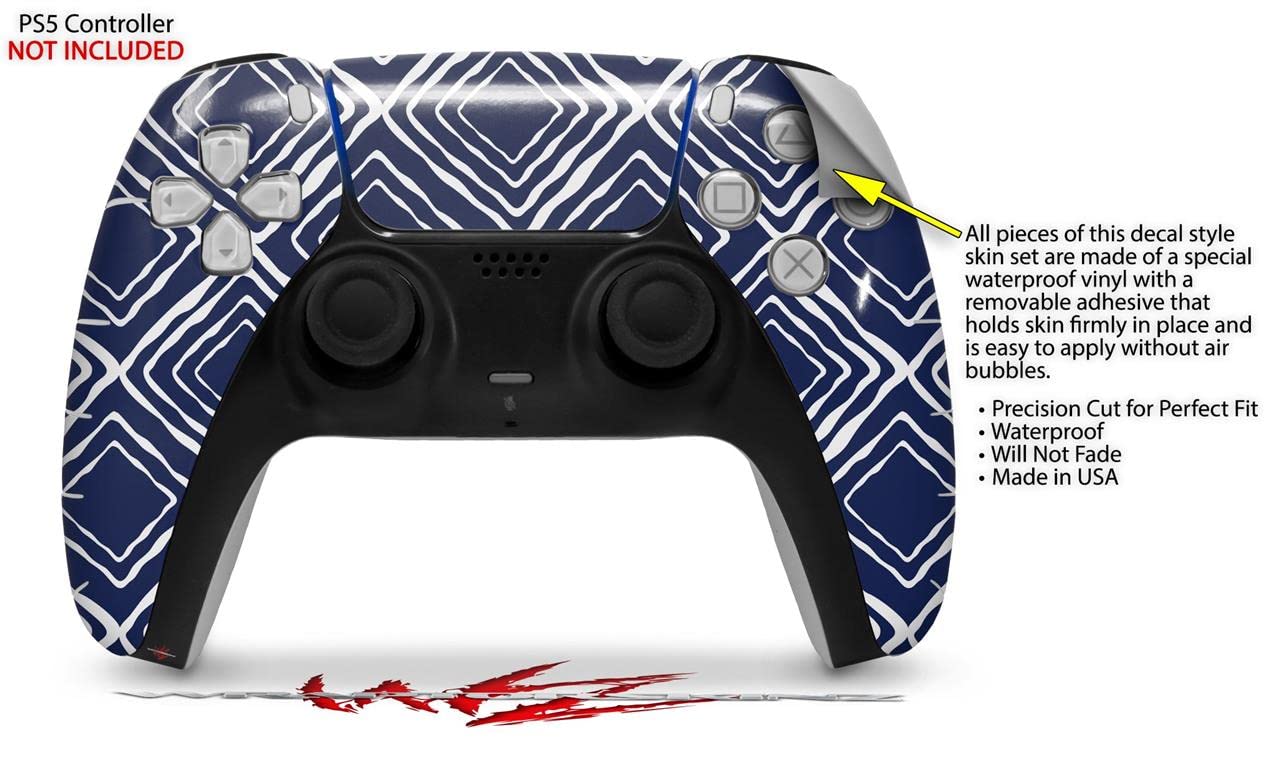 Sony PS5 DualSense Skin Wrap - Wavey Navy Blue for Gaming & Protection