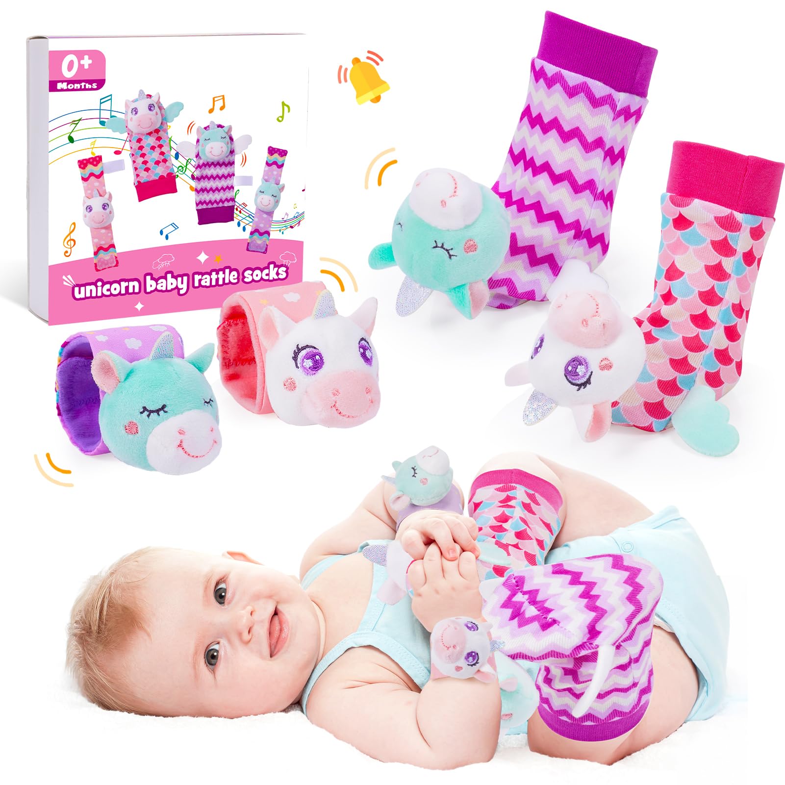 Baby Rattle Socks 0-12 Months - Sensory Toys for Infant Development - Perfect Baby Shower Gift for Playtime & Learning