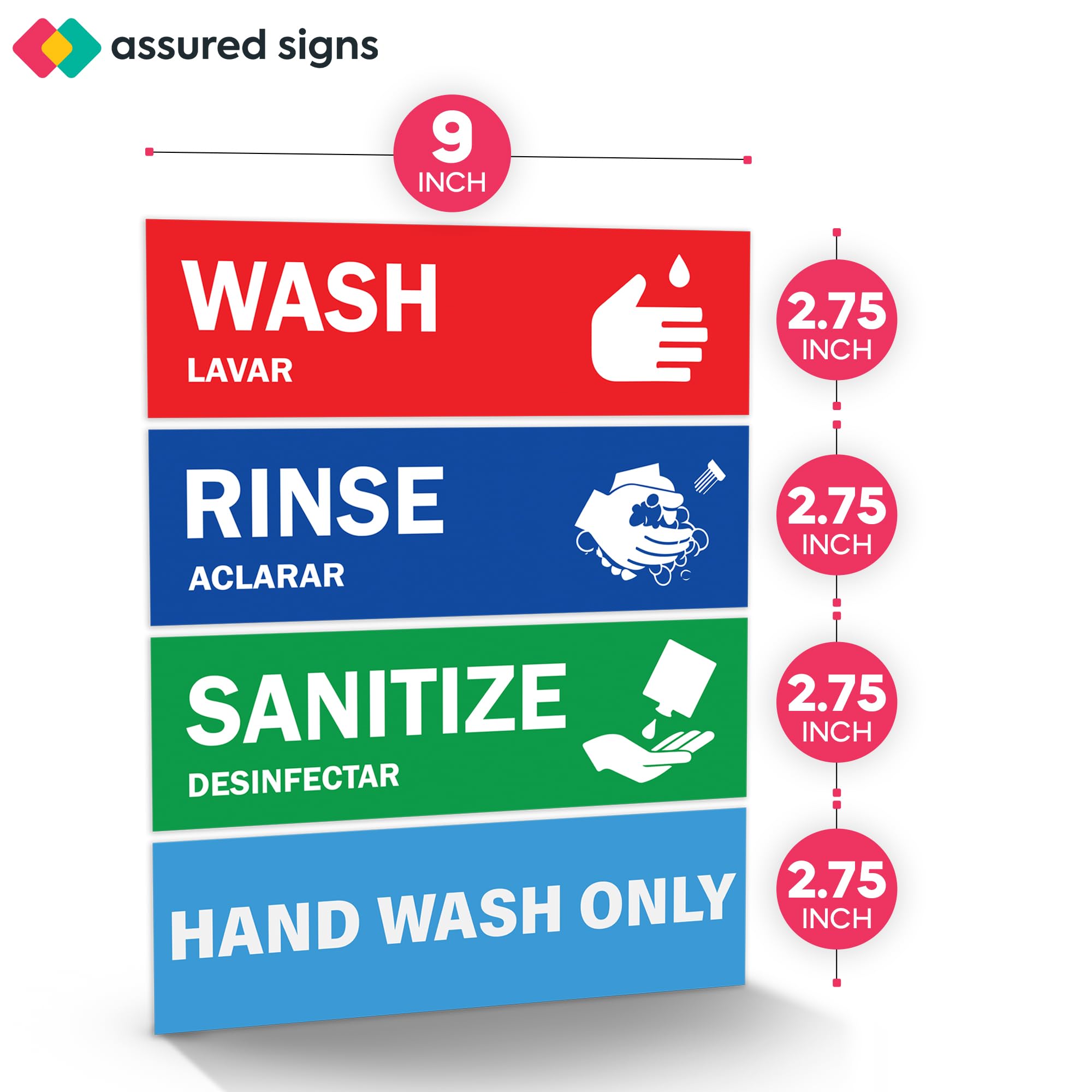 3-Compartment Sink Labels (2.75x9