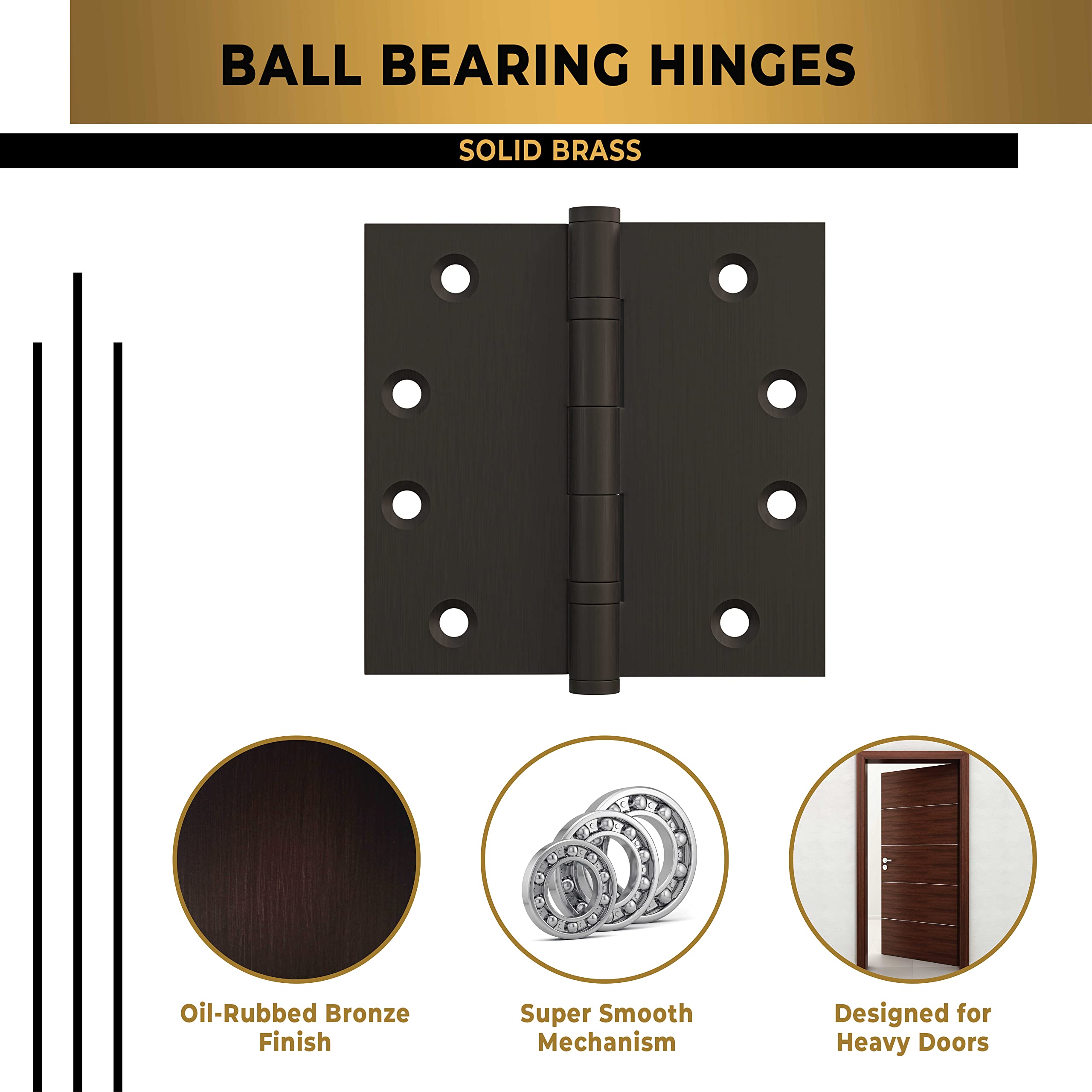 Heavy Duty Solid Brass Door Hinges 4.5