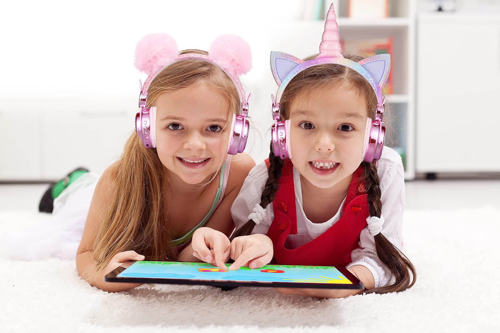 Wireless LED Color Changing Bluetooth Headphones with Mic for Girls - 10H Playtime, Bluetooth 5.0, Pink - Perfect for School, Christmas Gifts & Daily Use