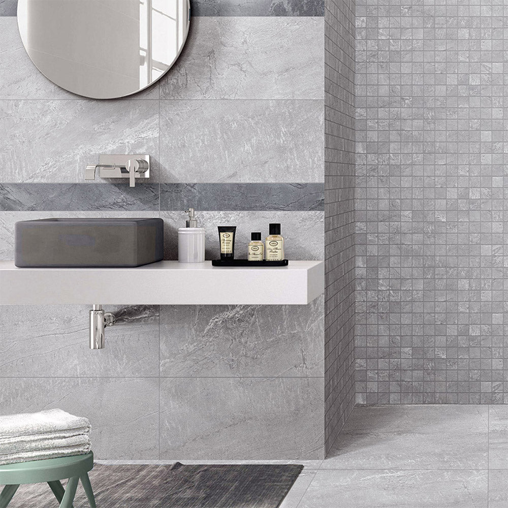 Mondial Light Grey 600x600 Stone Look Lappato Porcelain Tile - Premium Floor and Wall Tile for Living Room, Kitchen, Bathroom, and Commercial Spaces