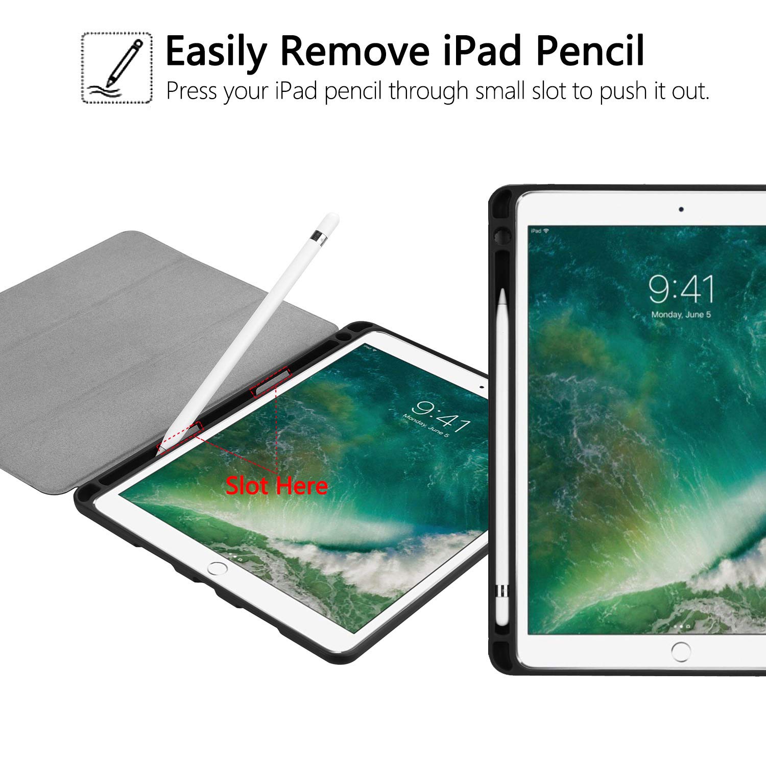 Batianda Lightweight PU Leather Trifold Stand Case with Pencil Holder for iPad 10.2 Inch (8th/7th Generation 2020 & 2019) - Auto Wake/Sleep Function, Watercolor Flower Design - Perfect for Work, Study & Travel Protection