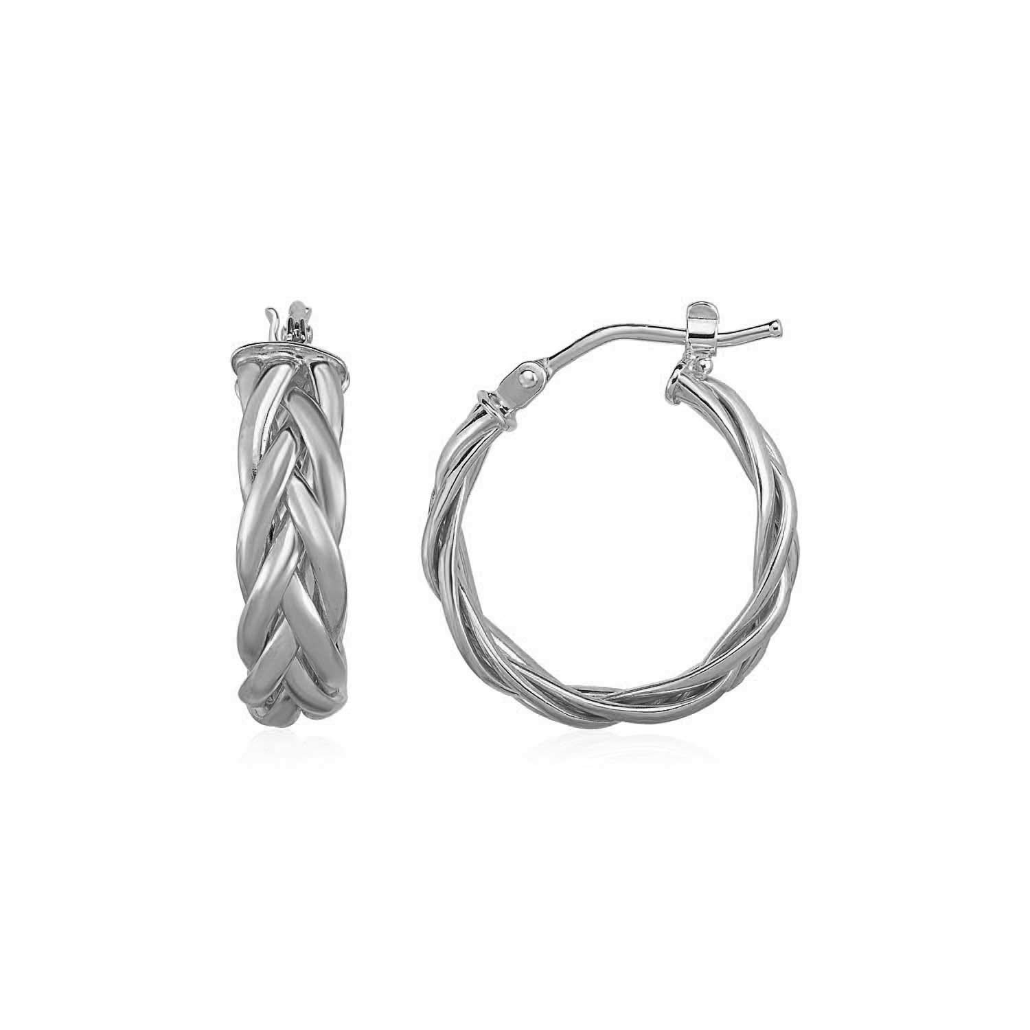 14k White Gold Shiny Braided Hoop Earrings for Women | Diamond2Deal | Elegant Jewelry for Parties, Weddings & Everyday Wear