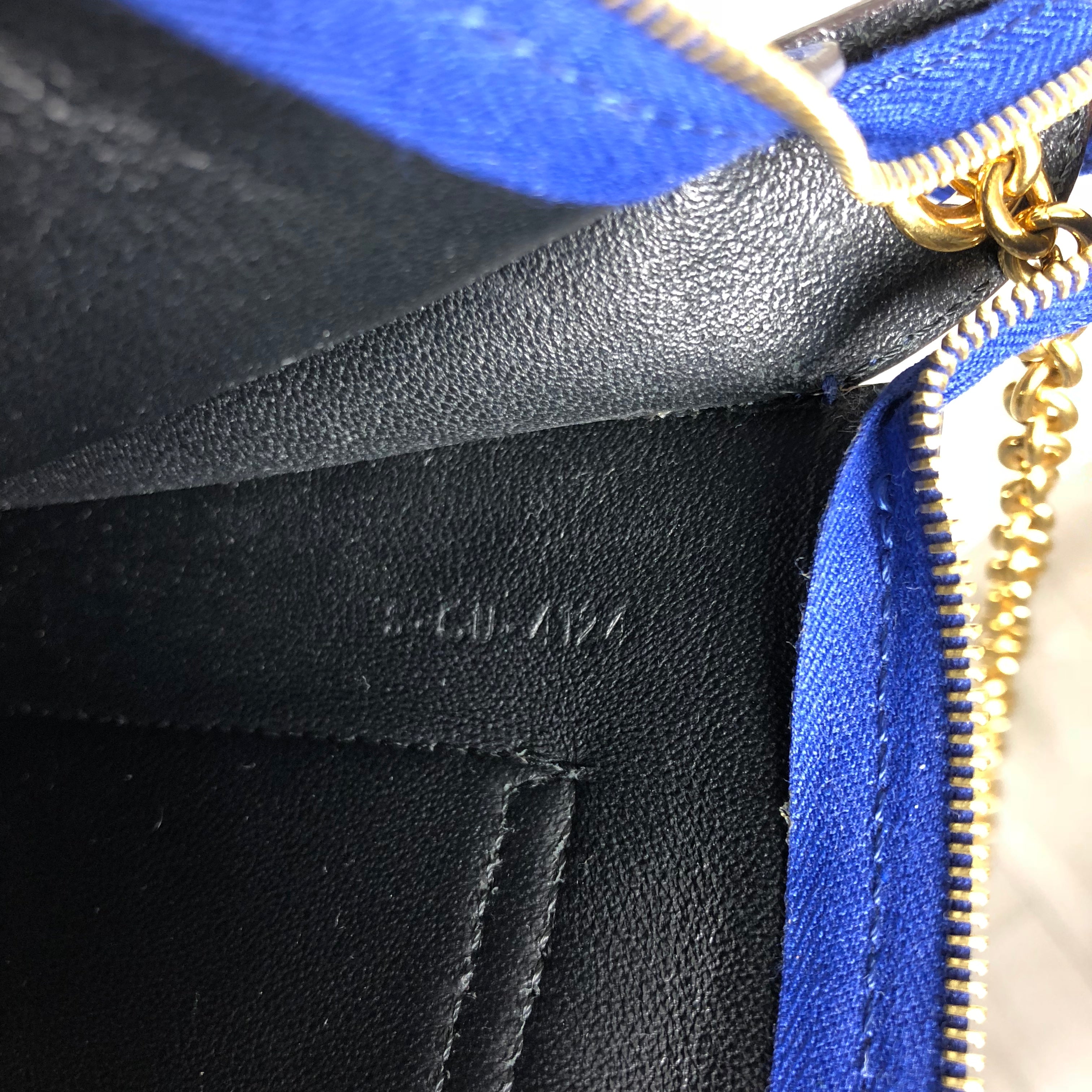 Celine Tricolor Blue Burgundy Taupe Leather Crossbody Bag with Front Pocket - Perfect for Work, Travel & Everyday Use