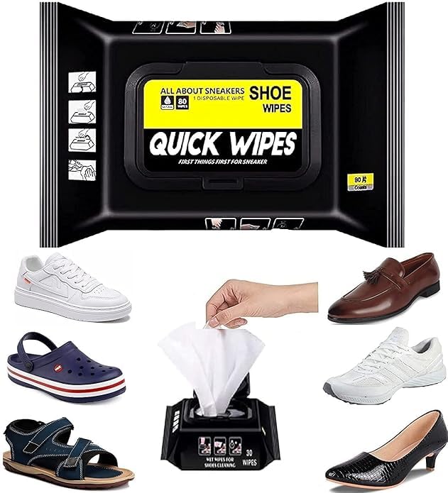 GLOWTIPS Natural Sneaker & Shoe Cleaner Wipes - 80 Count (1 Pack) | Portable Shoe Cleaning Wipes for Quick Dirt & Stain Removal | Disposable Footwear Wipes for Sneakers, Boots & Athletic Shoes | Perfect for Gym, Travel & On-the-Go Cleaning